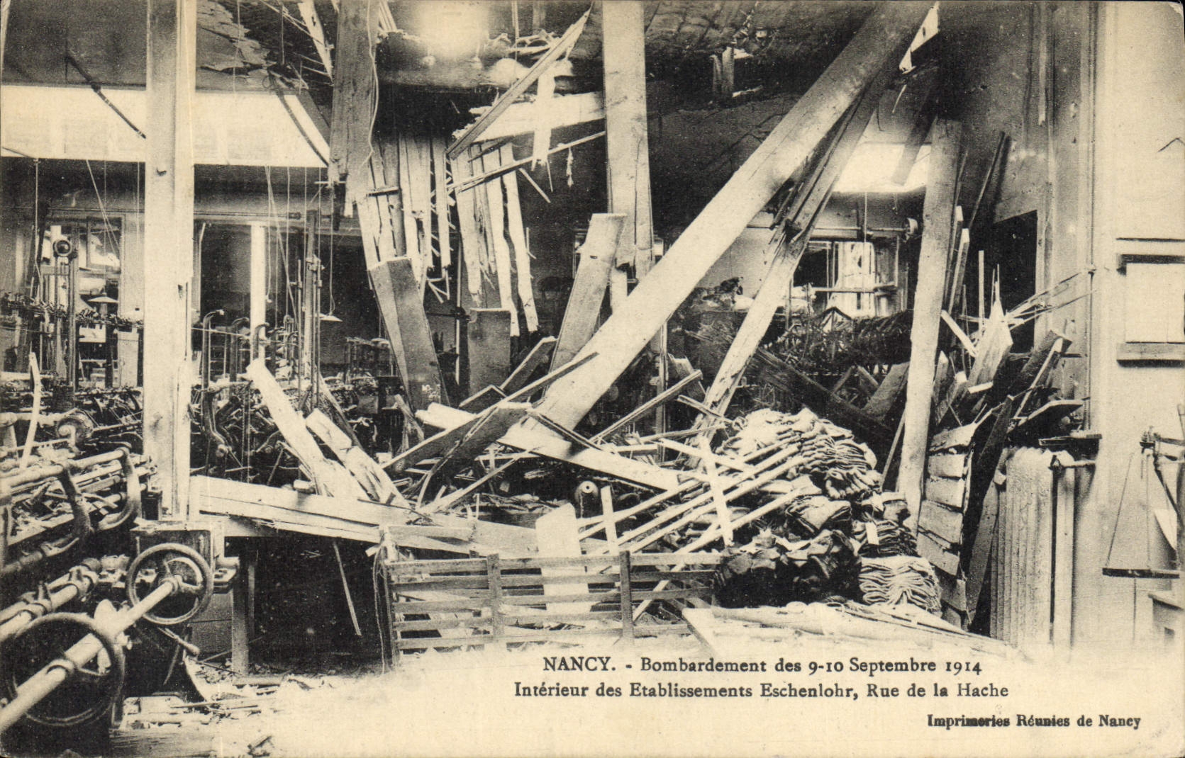 CPA Militaria NANCY Bombardement des 9-10 Septembre 1914 IntÃ©rieur des Ã©tablissements Eschnenlohr 
