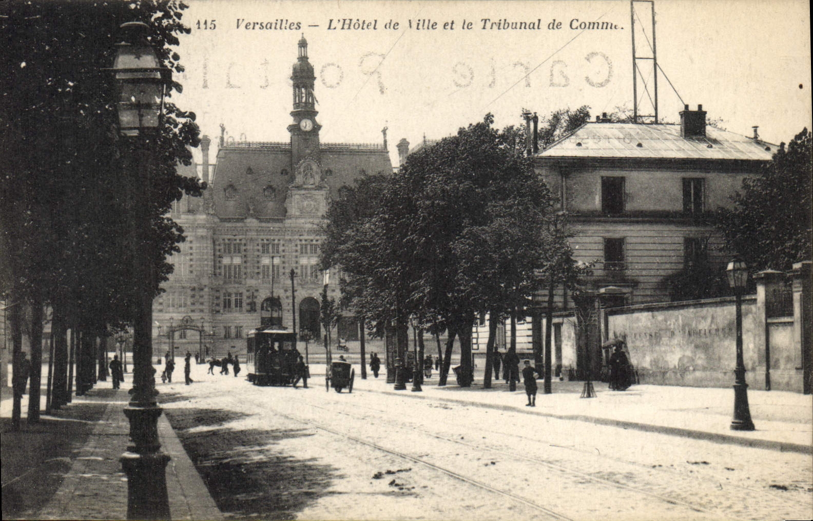 CPA VERSAILLES l'Hôtel de Ville et le Tribunal de Commerce Tramway