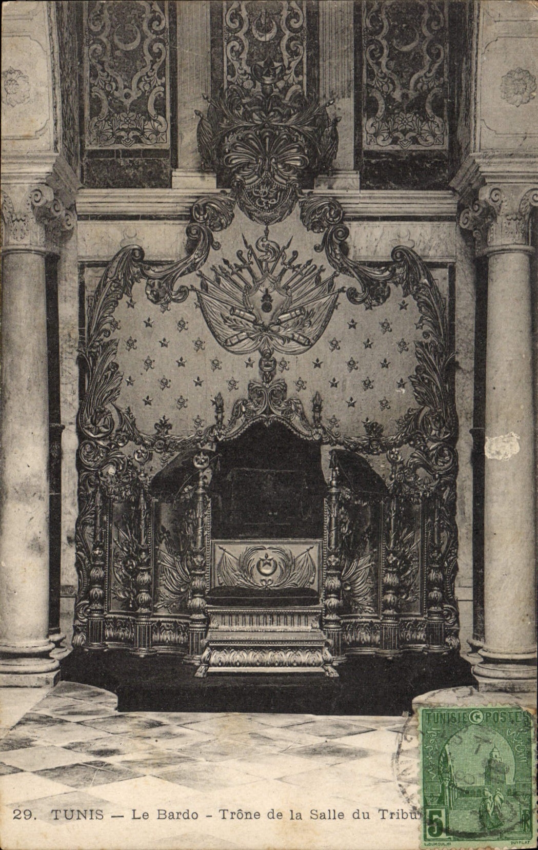 CPA TUNIS Le Bardo Trône de la salle du Tribunal 