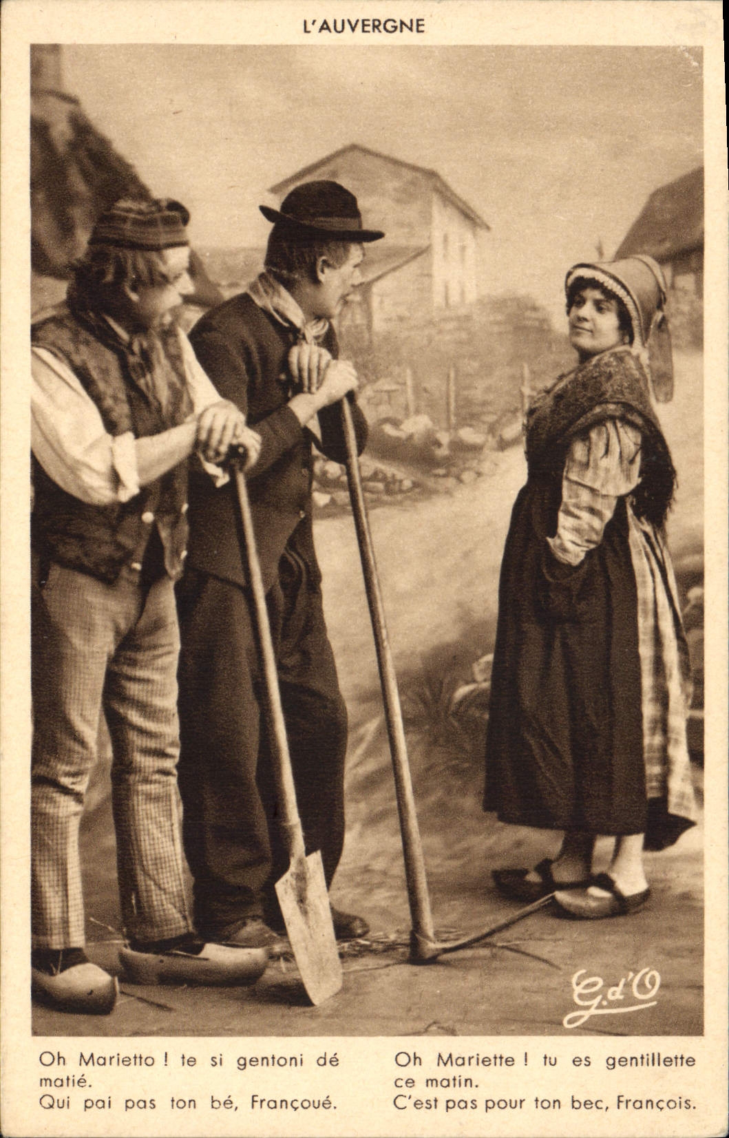 CPA Folklore Oh Mariette! tu es gentillette ce matin C'est pas pour ton bec François.