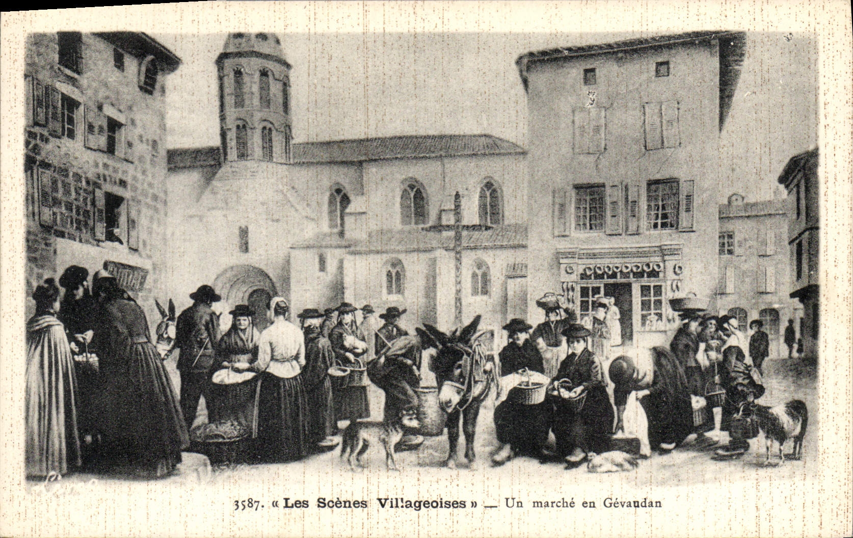 CPA Folklore Les Scènes Villageoise Un marché en Gévaudan 