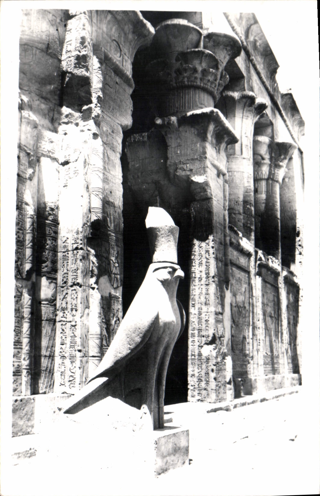 CPA Egypt Egypte Edfou Statue Horus the God of the Temple