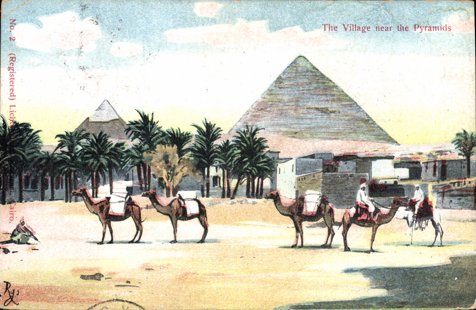 CPA Egypt Egypte The Village near the Pyramids 