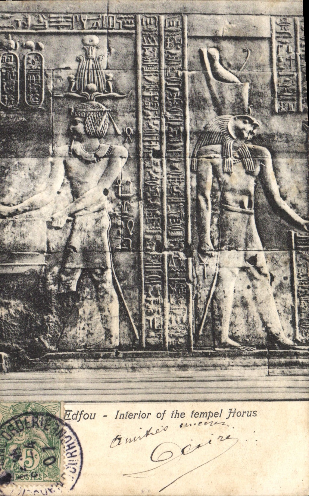 CPA Egypt Egypte Edfou Interior of the tempel Horus