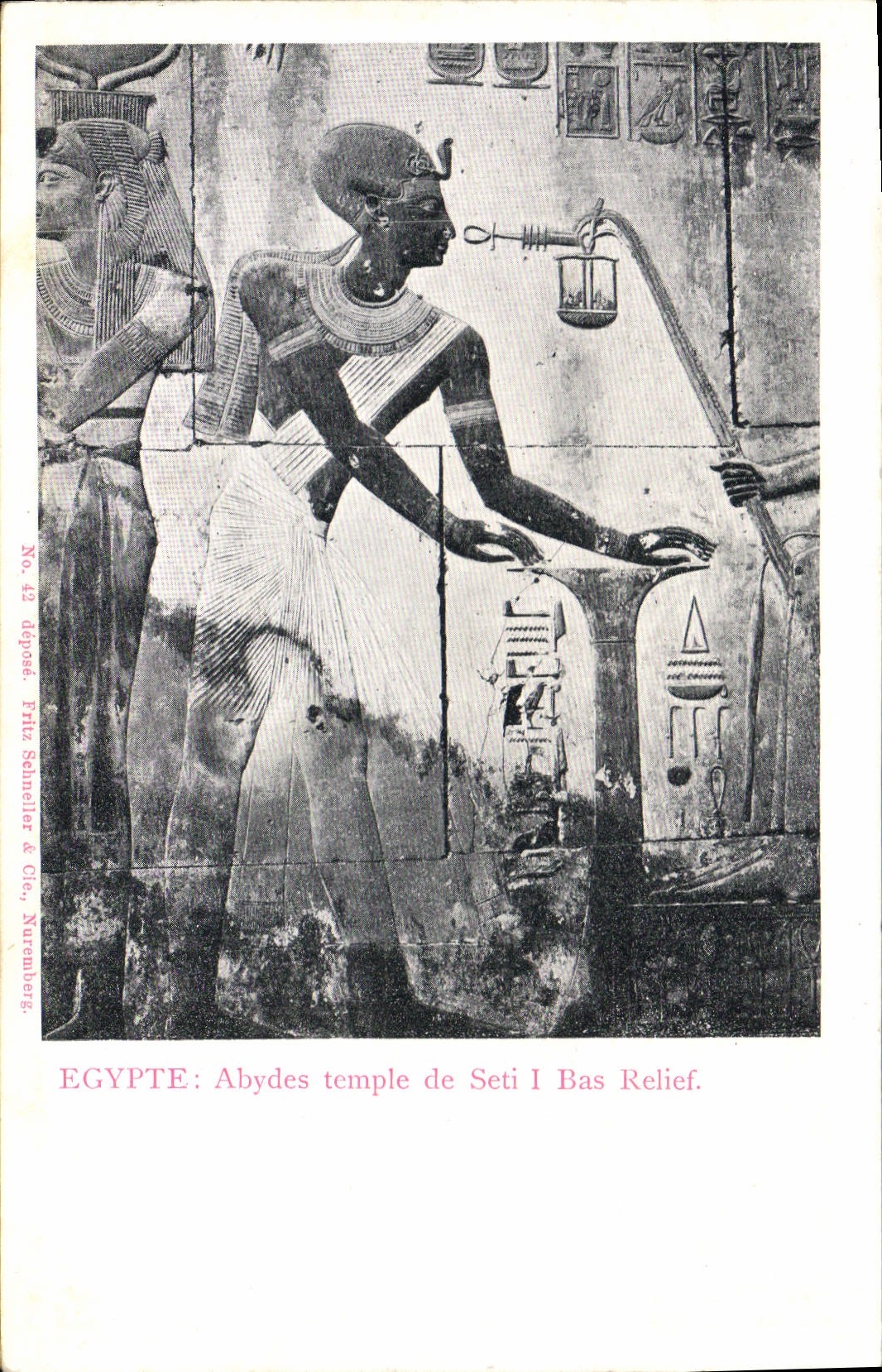 CPA Egypt Egypte Abydes temple de Seti I Bas Relief