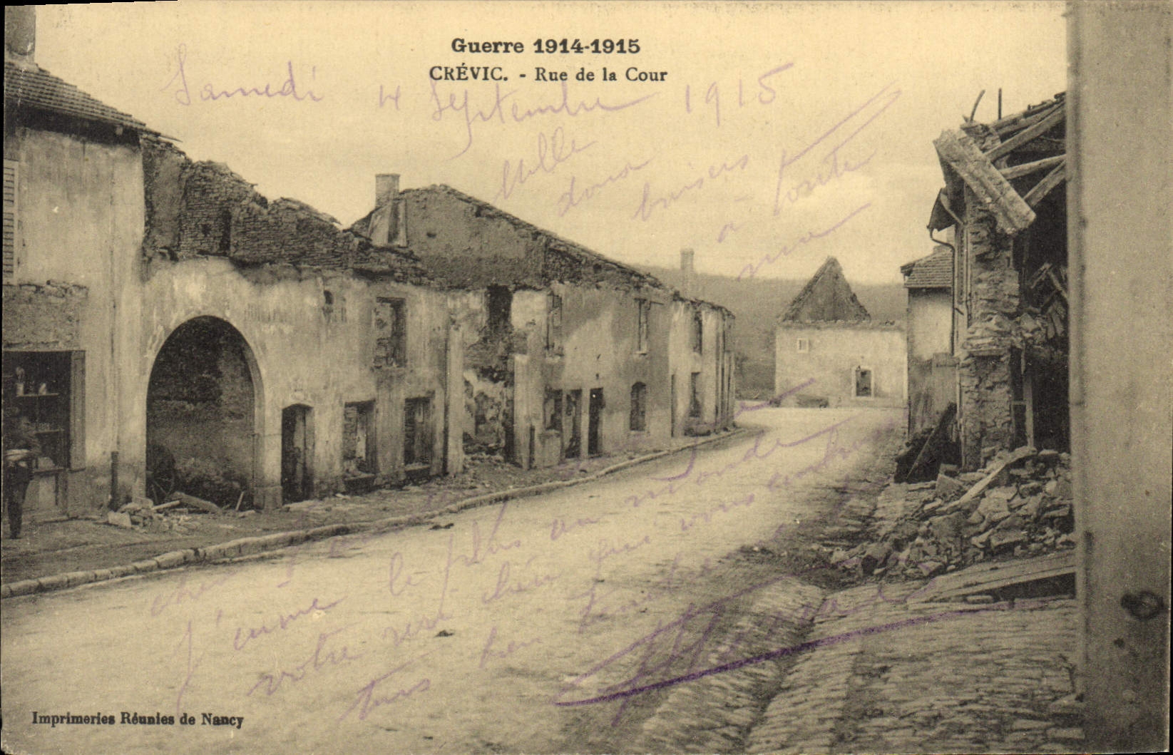 CPA Militaria Guerre 1914 1915 Crevic Rue de la Cour 