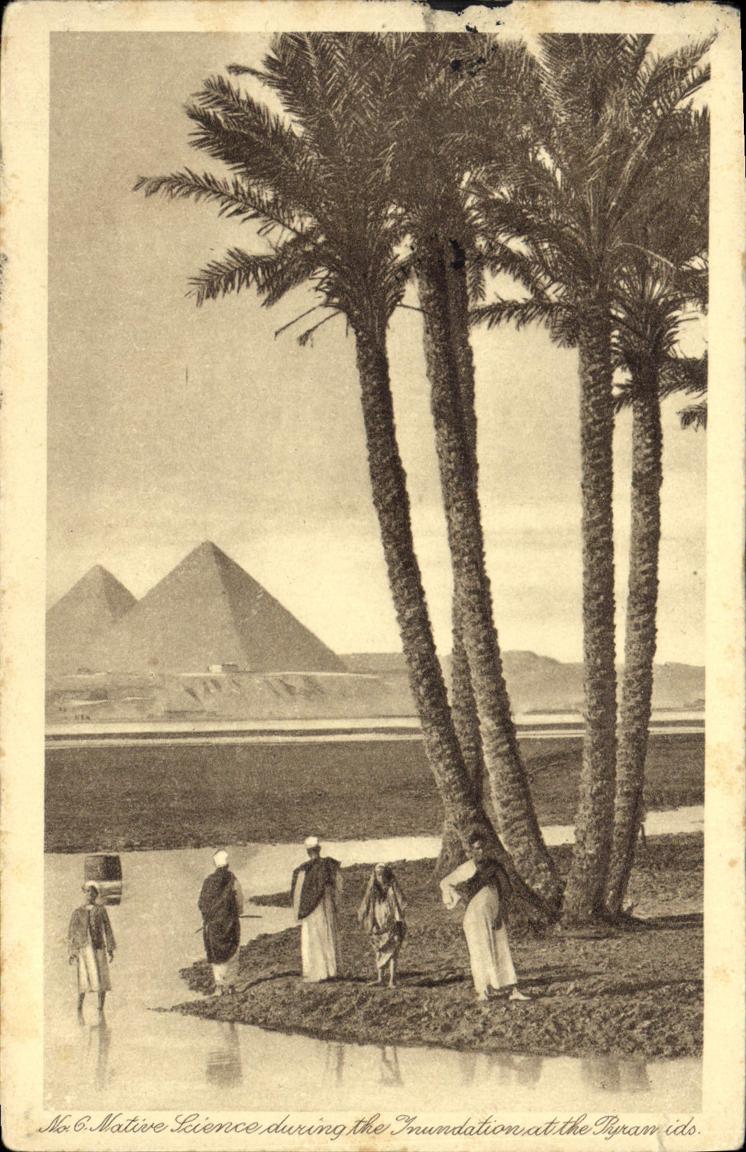 CPA Egypt Egypte Native Science during the Foundation at the Pyramids