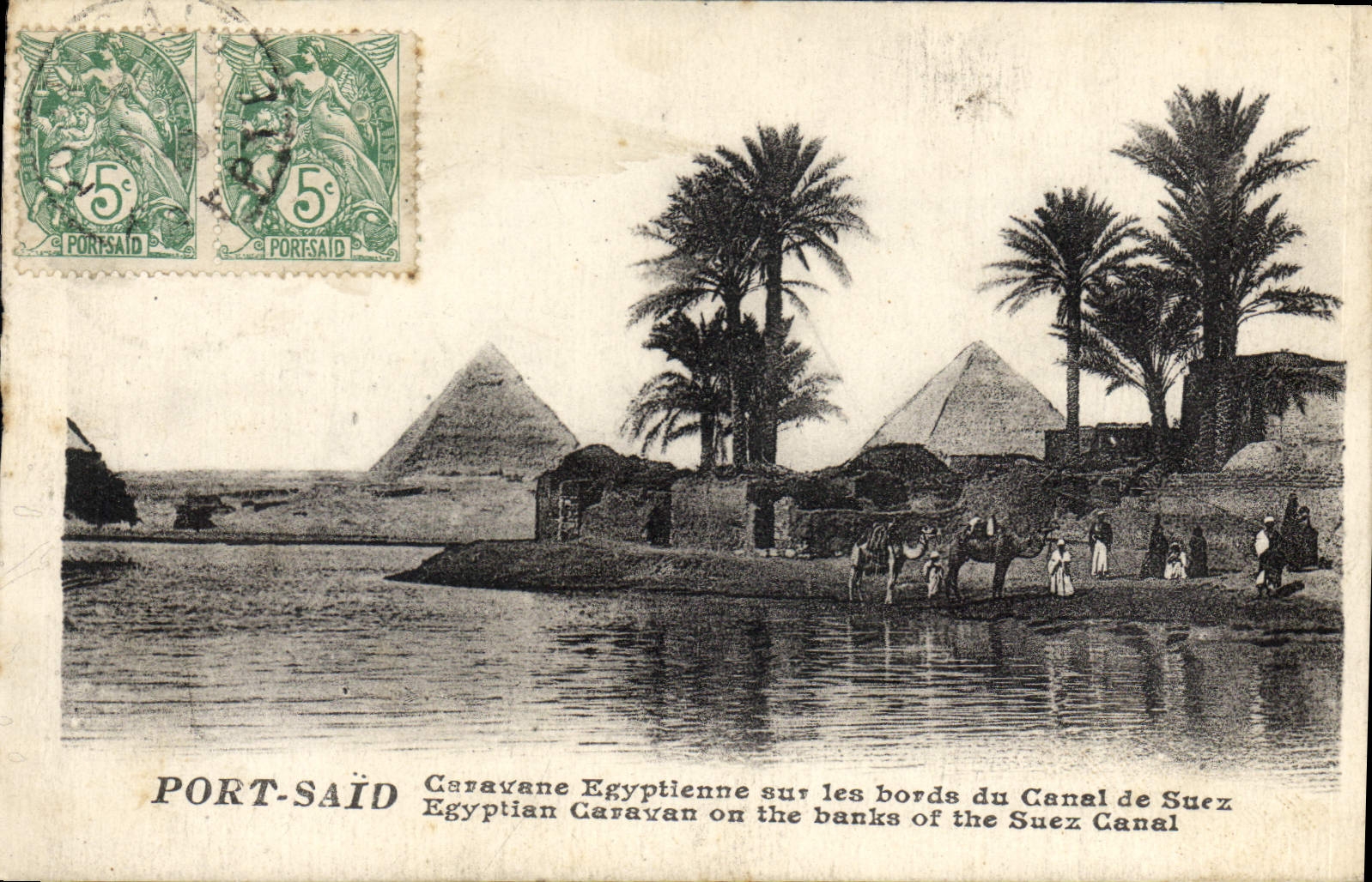 CPA Egypt Egypte Port Said Caravane Egyptienne sur les bords du Canal de Suez