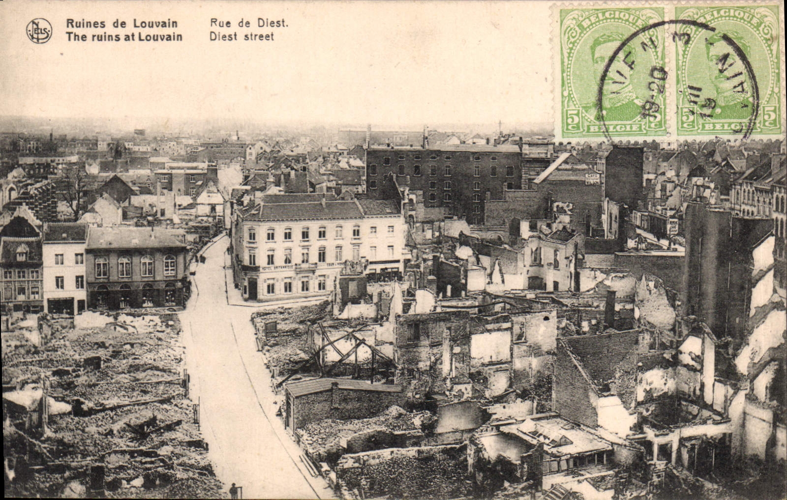 CPA Militaria Ruines de Louvain Rue de Diest
