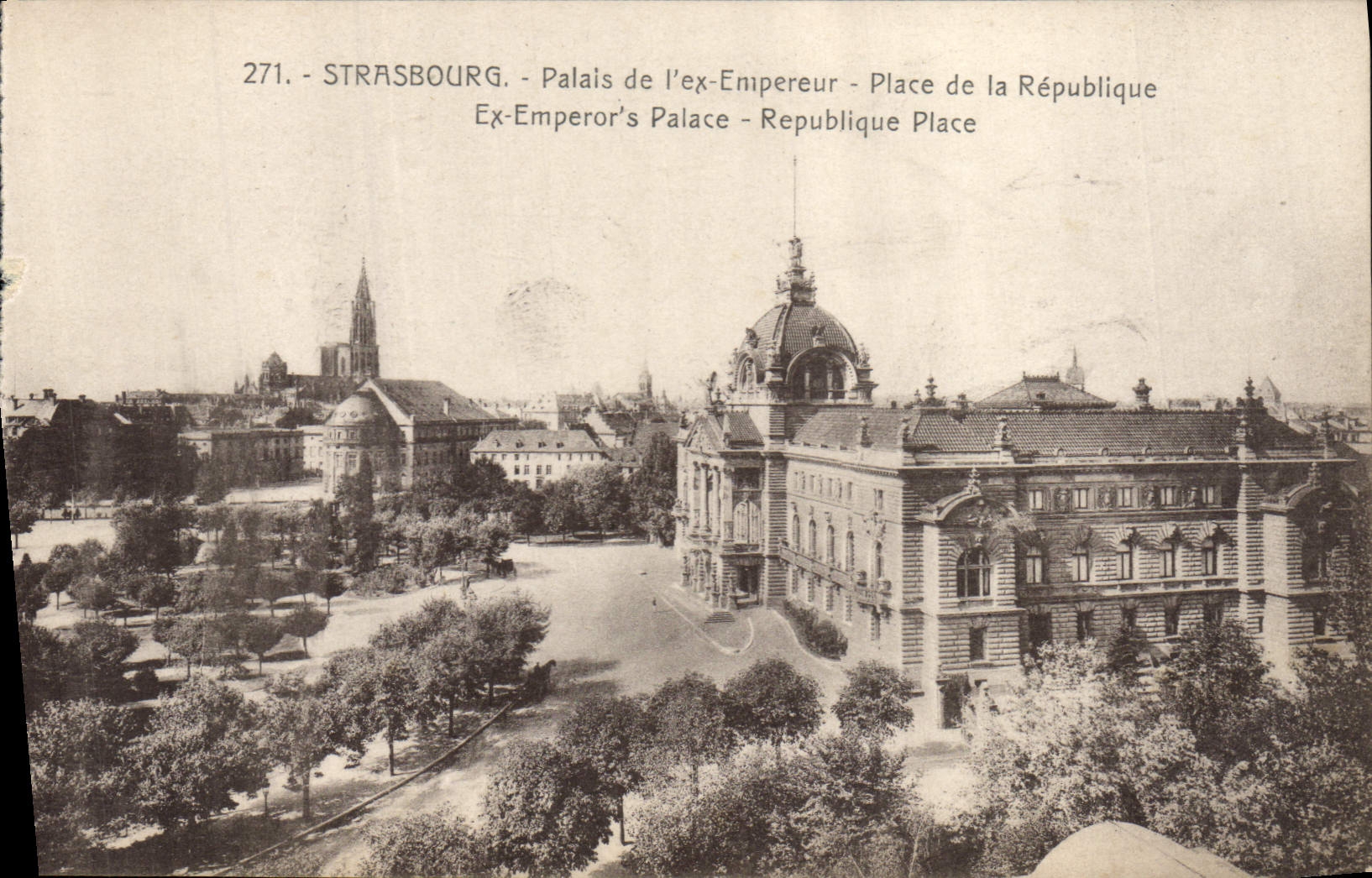 CPA Strasbourg Palais de l'ex Empereur Place de la Republique 