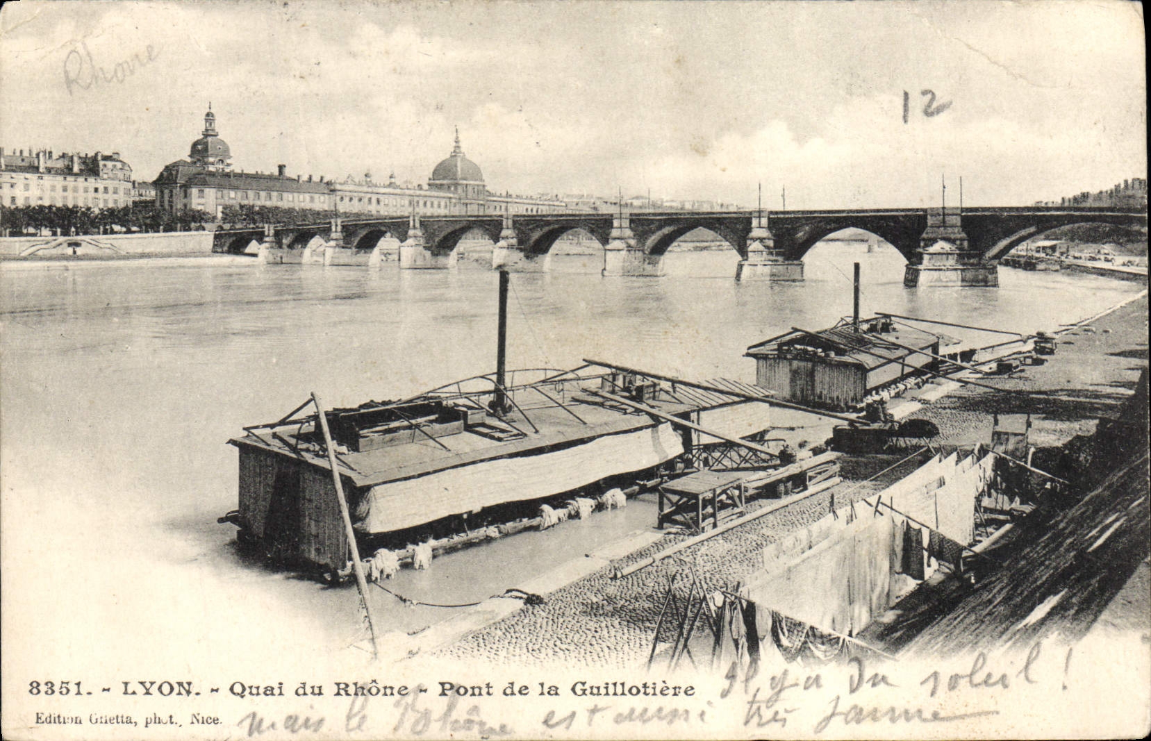 CPA Lyon Quai du Rhune Pont de la Guillotiere 