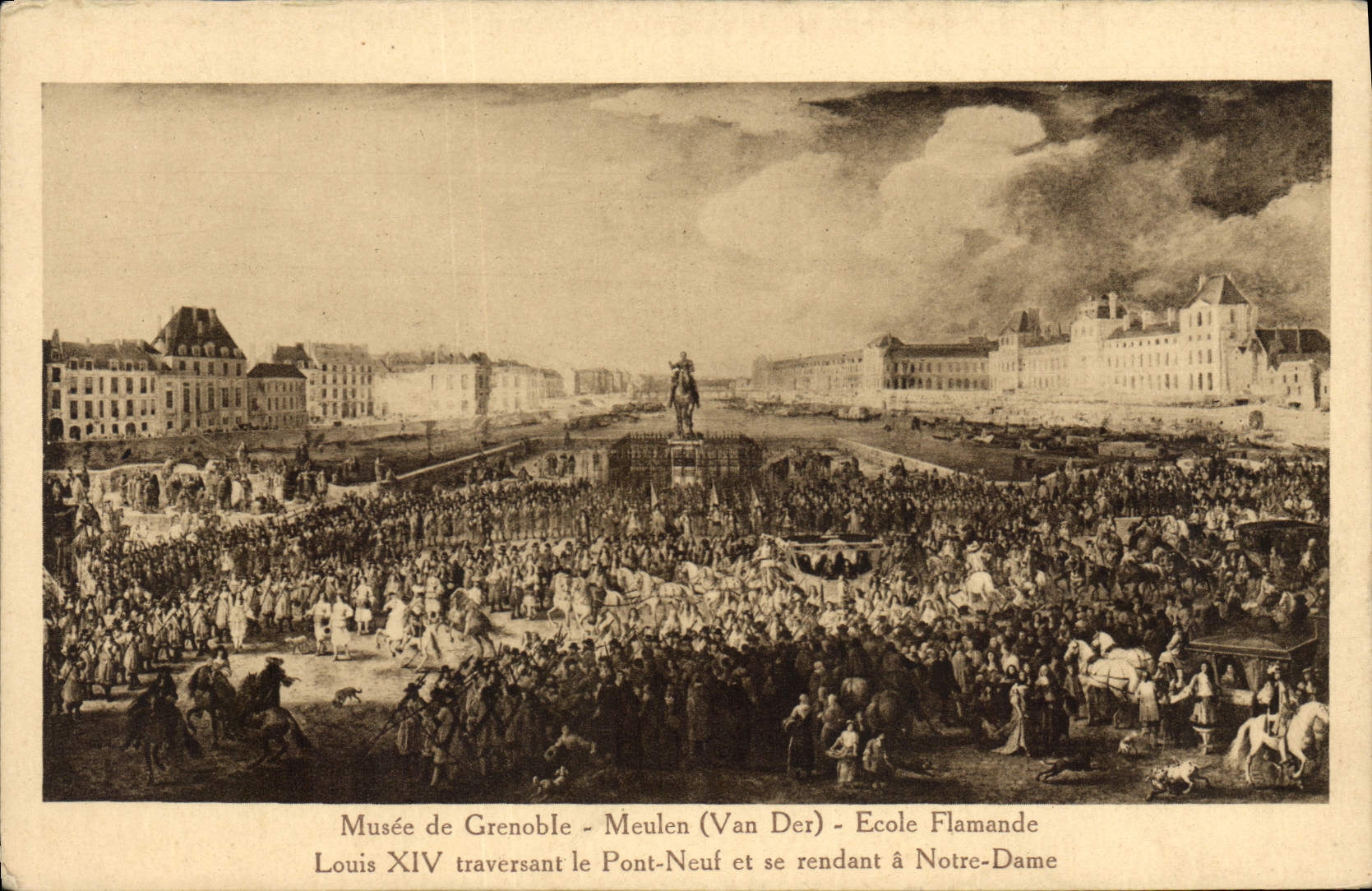 CPA Musee de Grenoble Meulen Van Der Ecole Flamande Louis XIV traversant le Pont Neuf et se rendant 