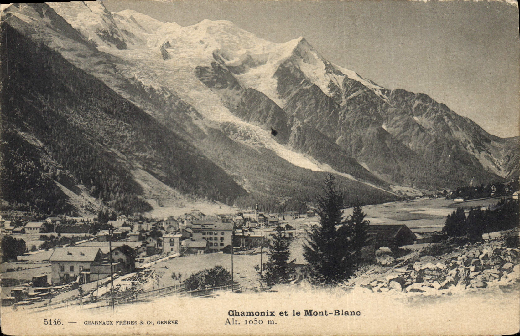 CPA Chamonix et le Mont Blanc Alt 1050 m 