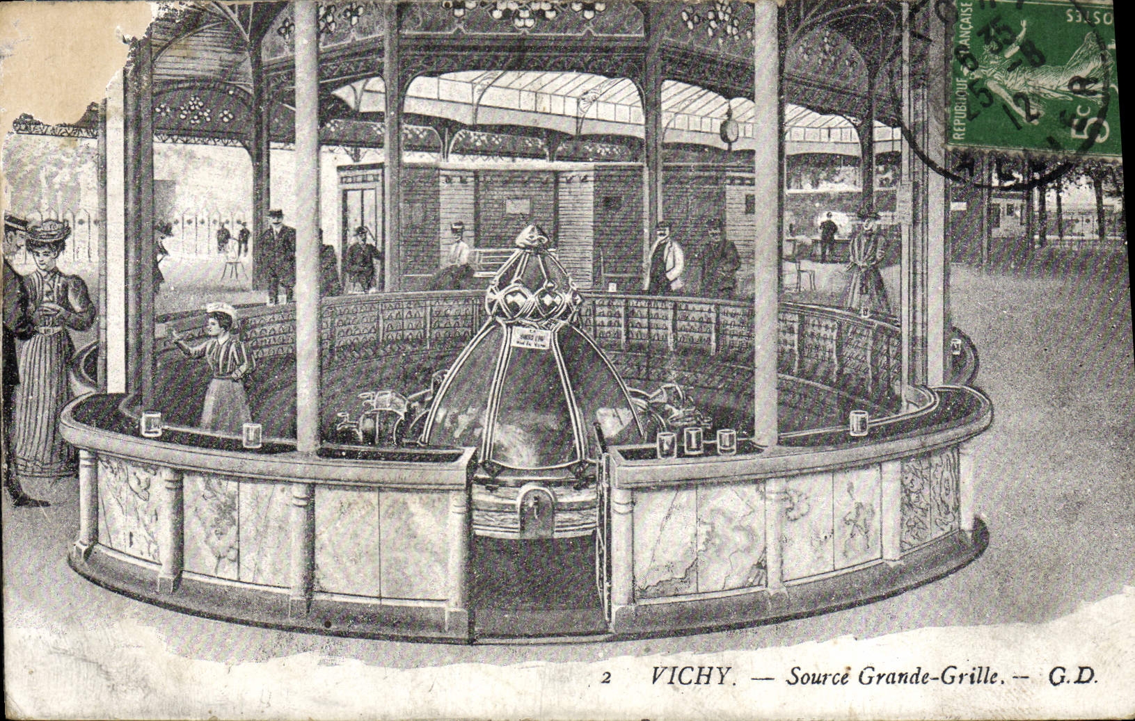 CPA Vichy Source Grande Grille G D 