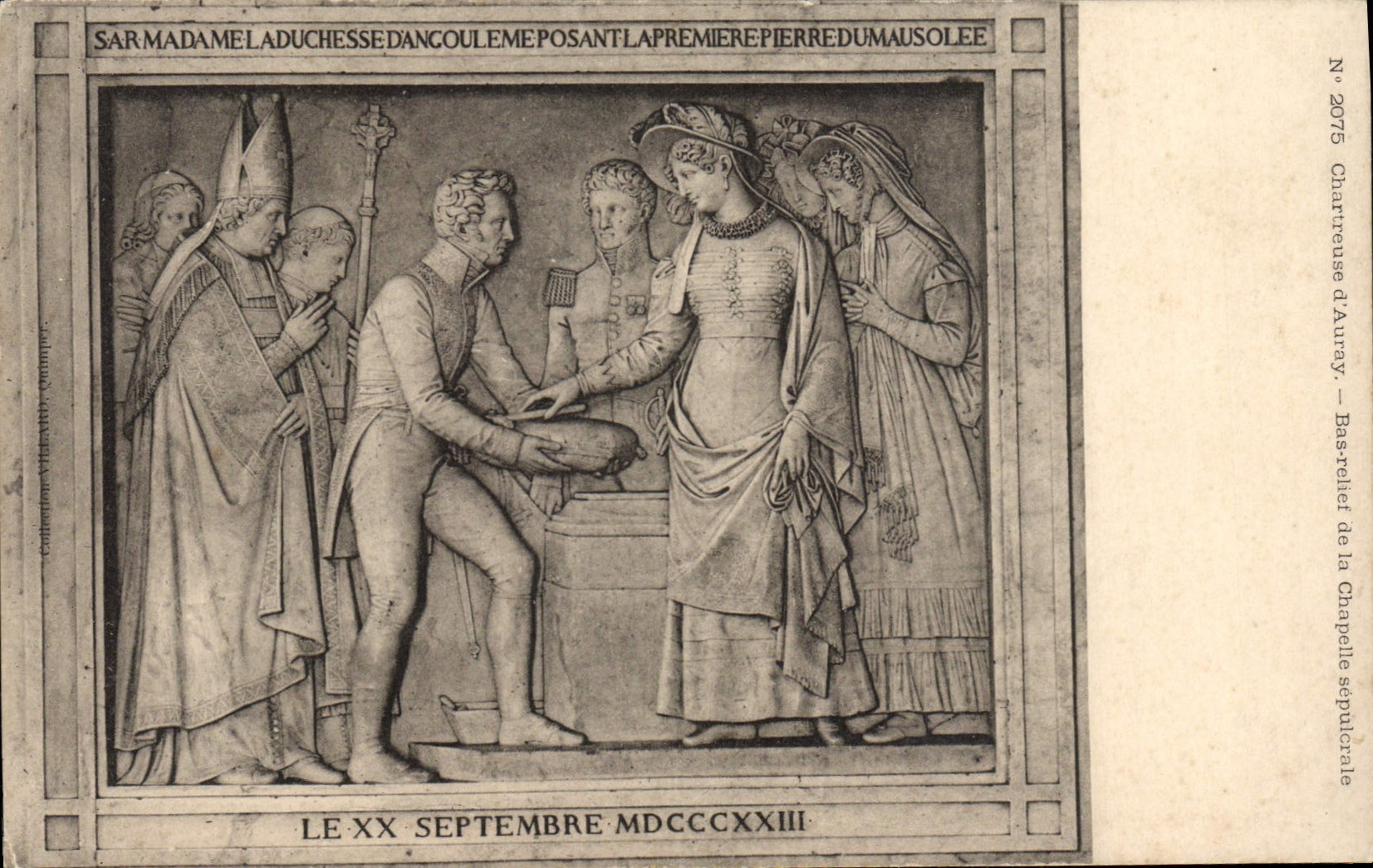 CPA Sar Madame la Duchesse d'Ancouleme posant la Premiere Pierre du mausolee