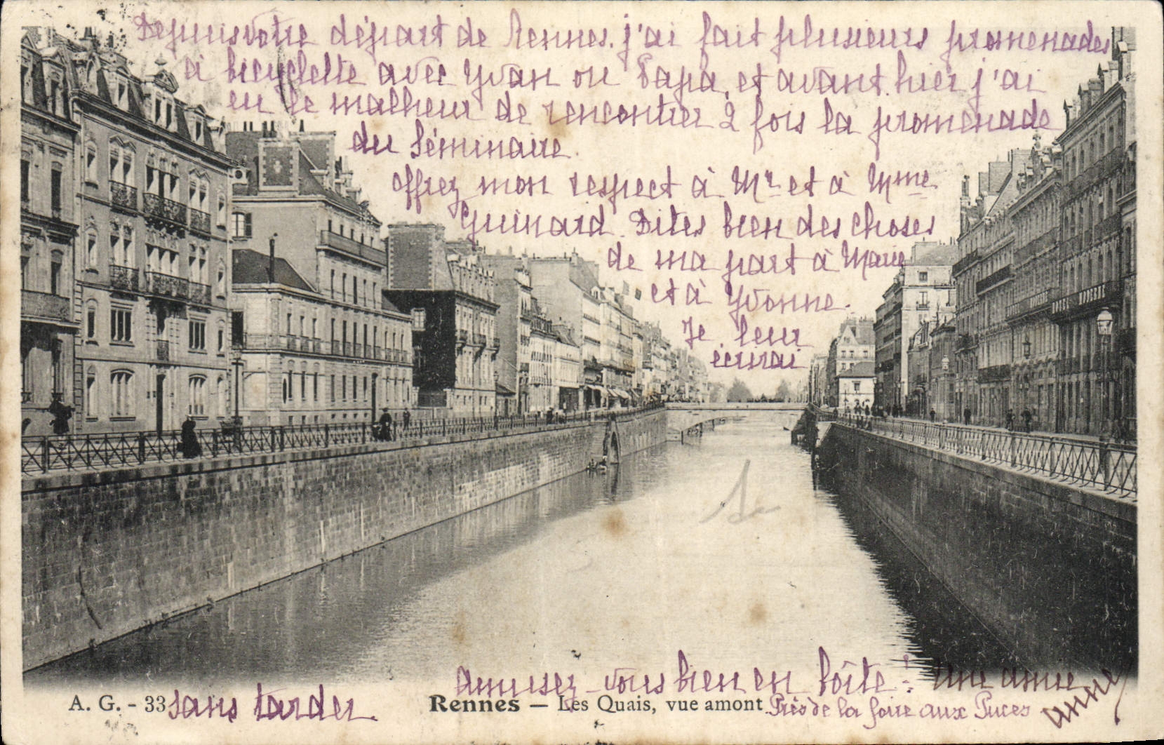 CPA Rennes Les Quais vue amont 