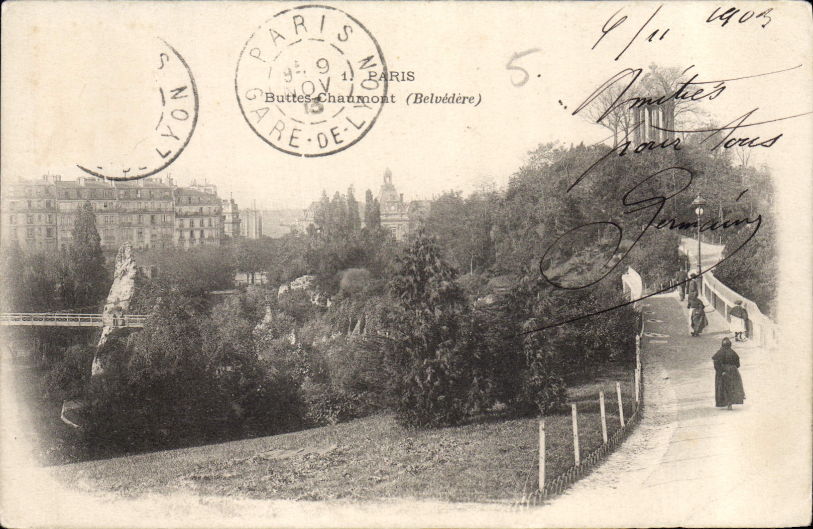CPA Paris Buttes Chanmont Belvedere 