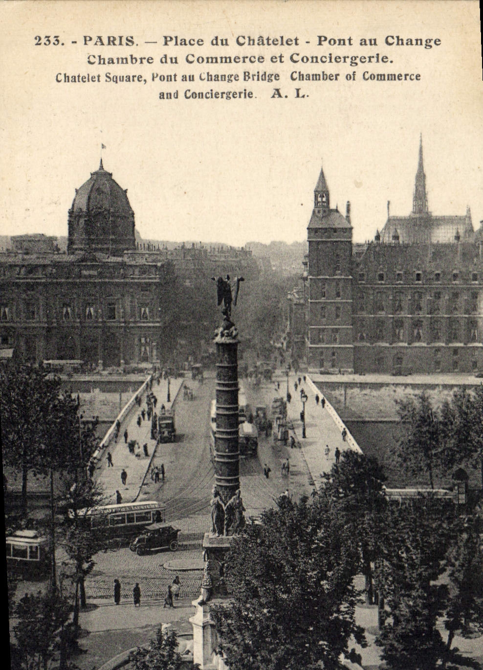 CPA Paris Place du Chatelet Pont au Change Chambre du Commerce et Conciergerie 