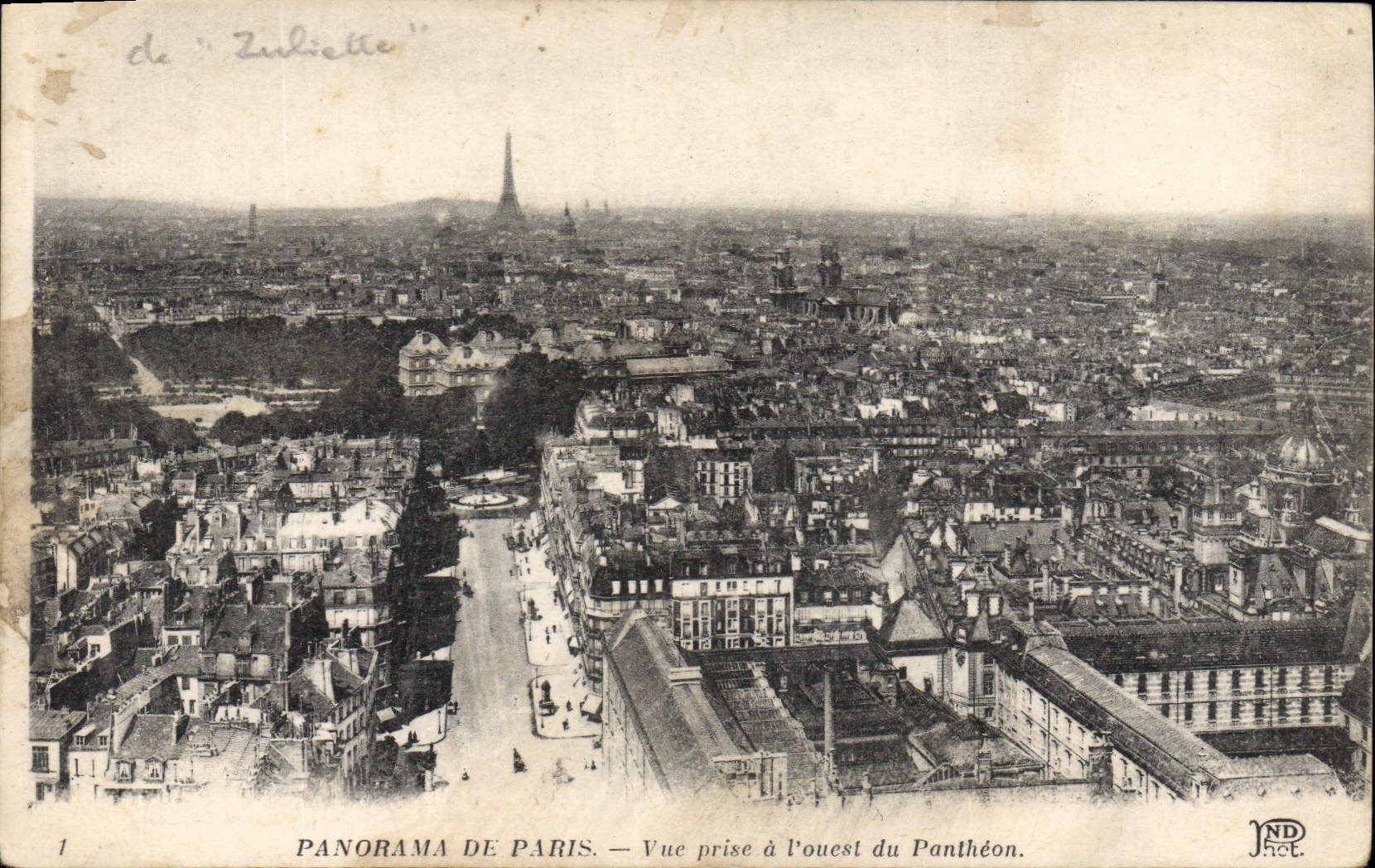 CPA Panorama de Paris vue prise a l'Ouest du Pantheon