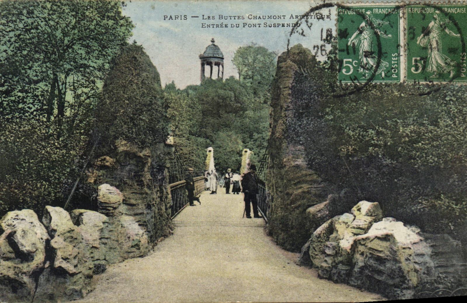 CPA Paris Las Buttes Chaumont Entree du Pont Suspendu