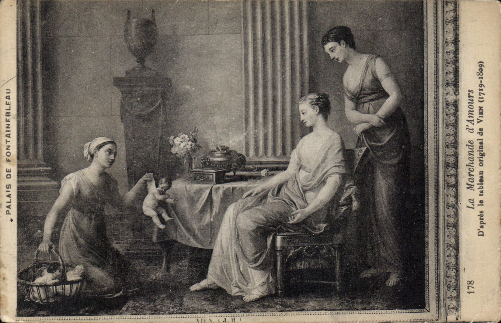 CPA Palais de Fontainebleu La Marchande d'Amours D'apres le tableau original de Vien 1719 1809