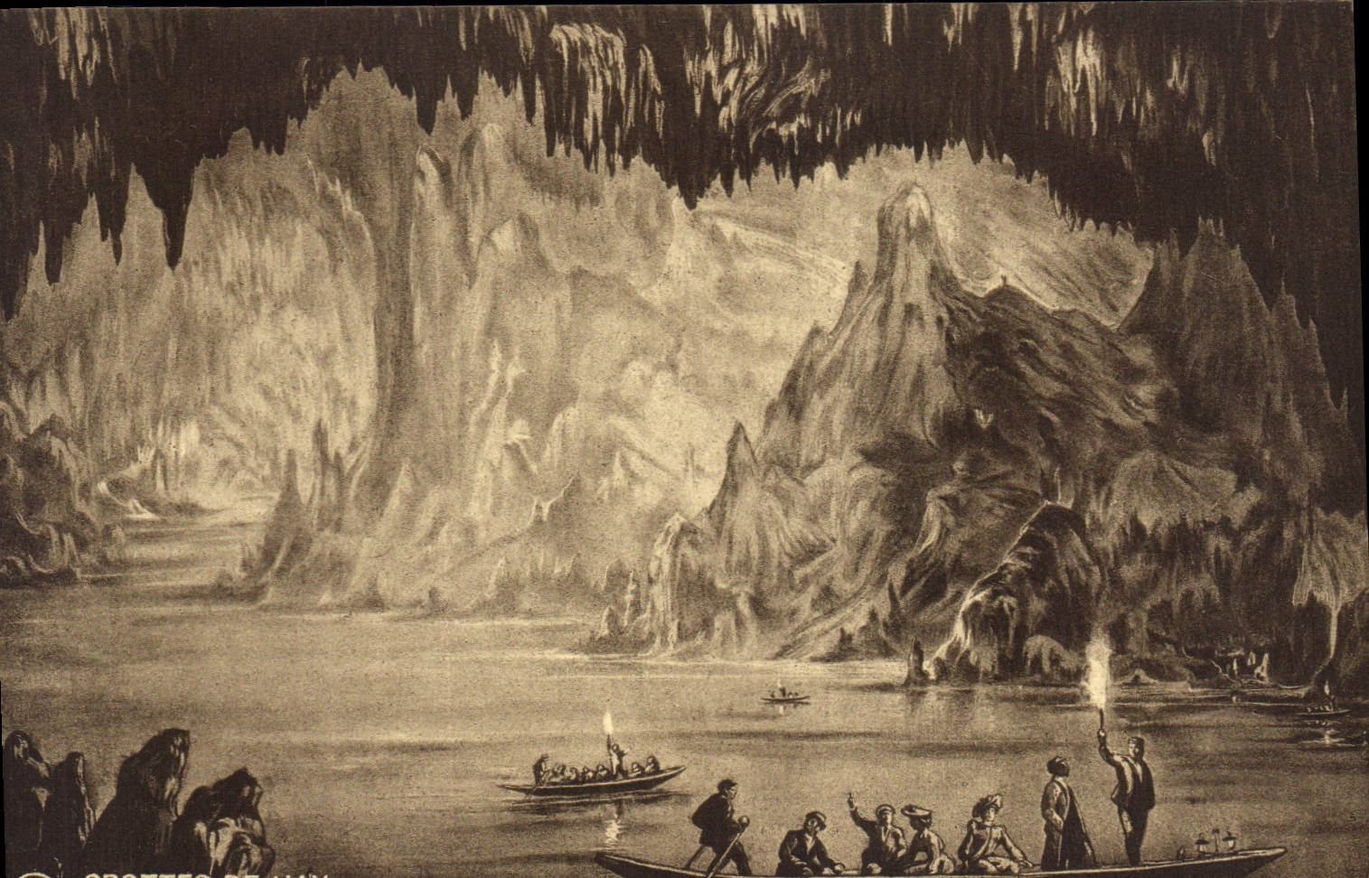 CPA Grottes de Han Le Lac d'embarquement