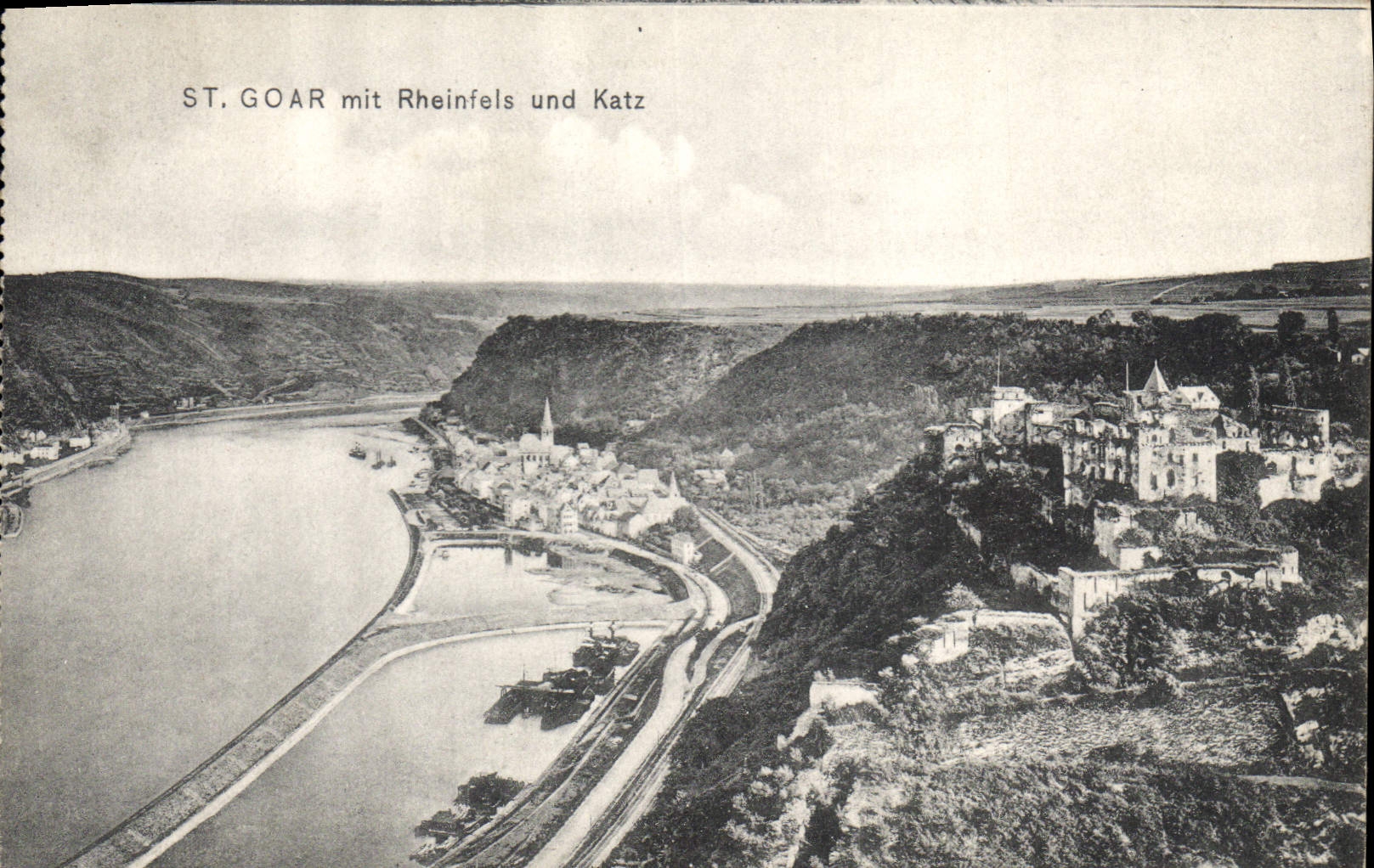 CPA St Goar mit Rheinfels und Katz 