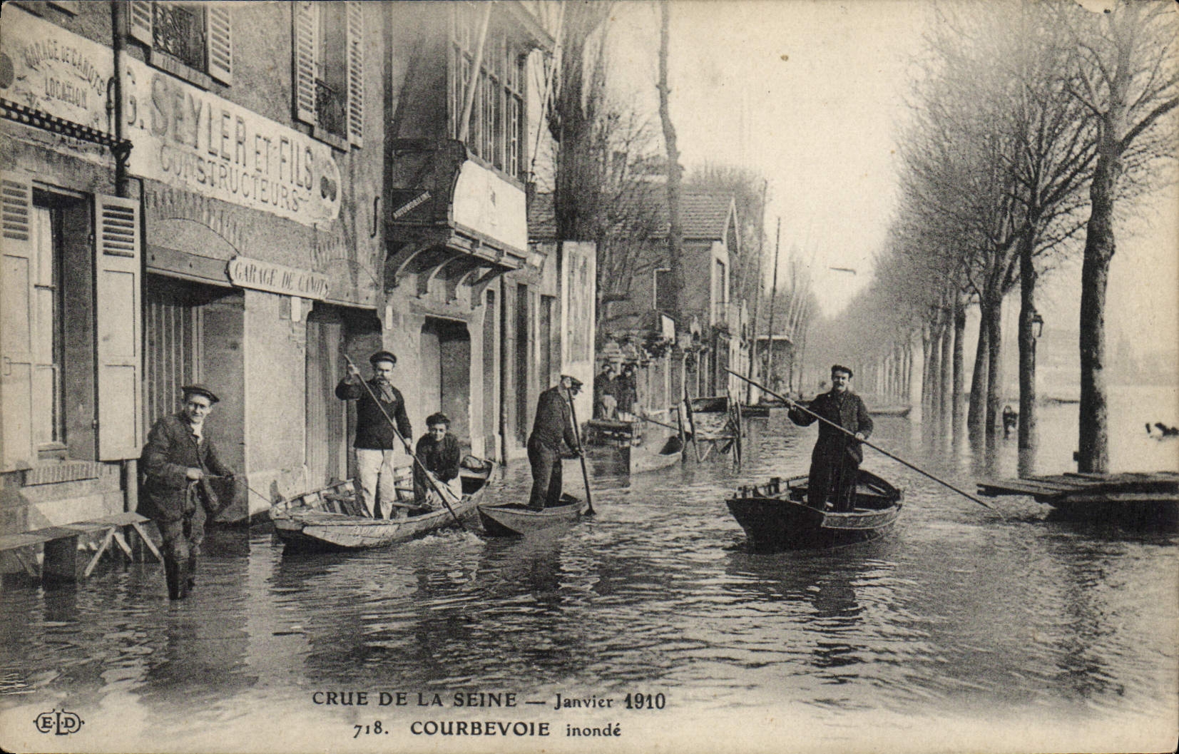 CPA Crue de la Seine Janvier 1910 Courbevoie Inonde 