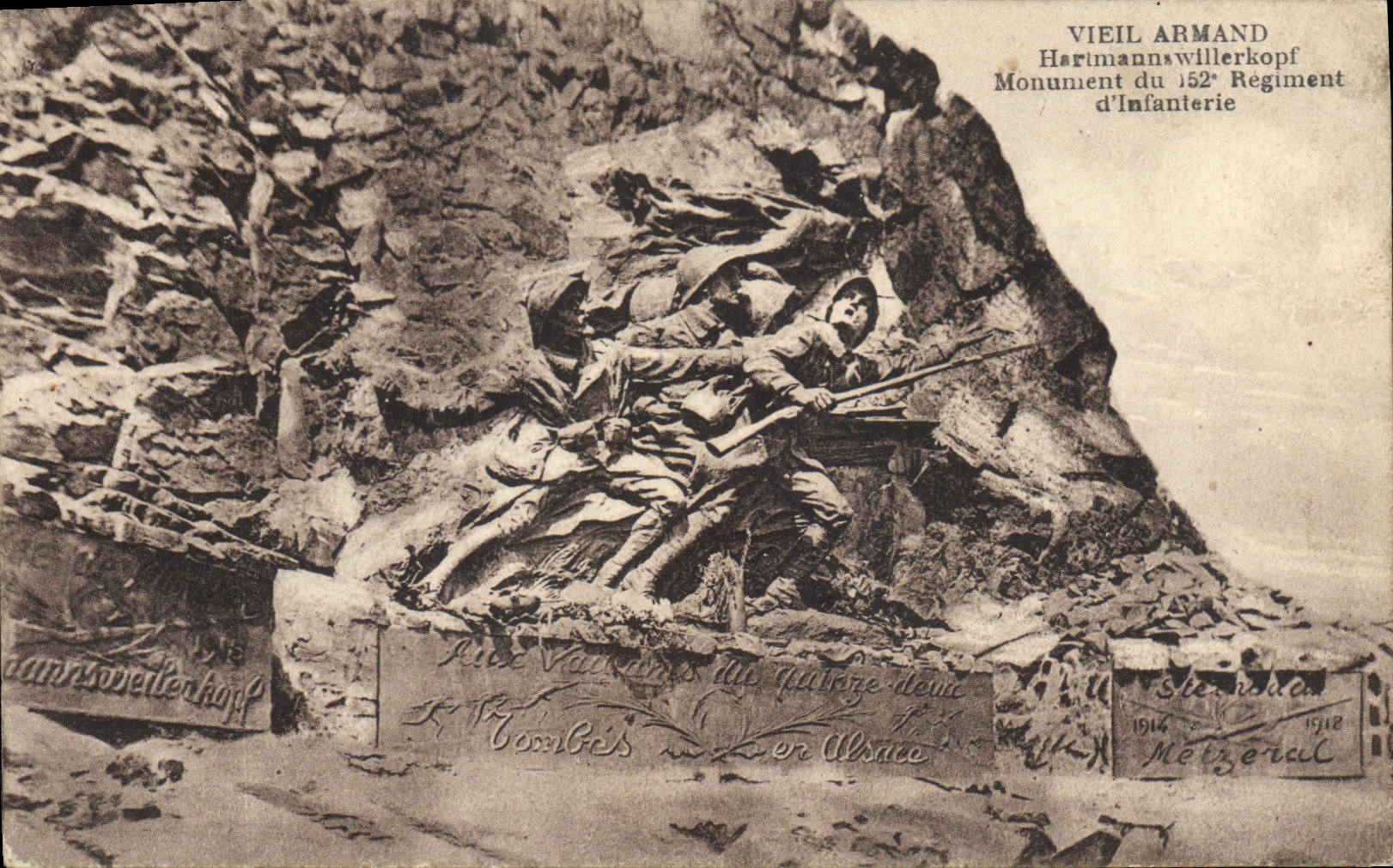 CPA Vieil Armand Harimannswillerkopf Monument du Regiment d'Infanterie Militaria