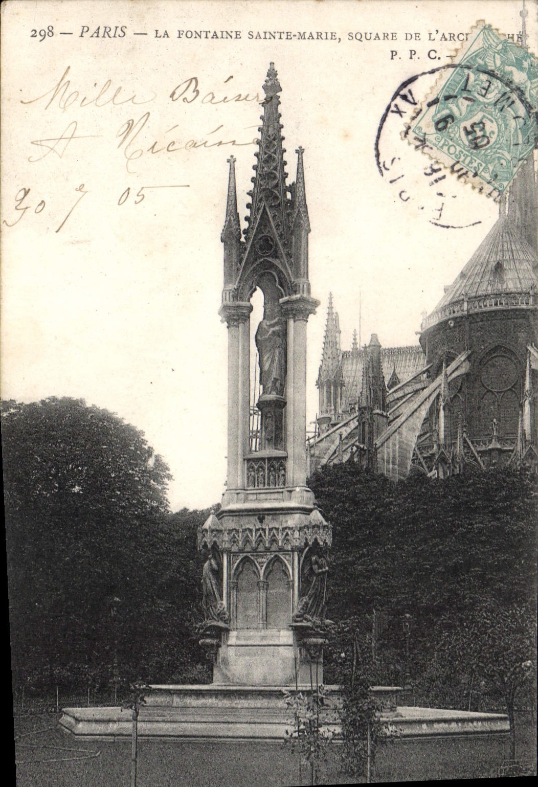 CPA Paris La Fontaine Sainte Marie Square de L'Arc 