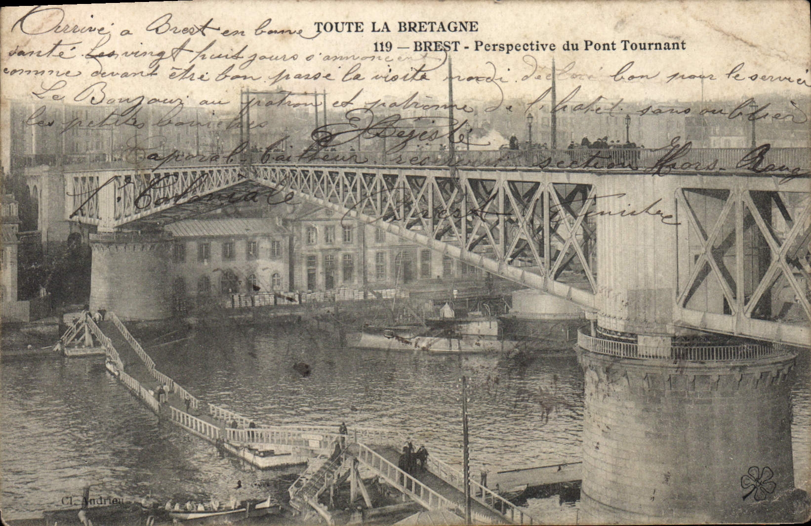 CPA Toute la Bretagne Brest Perspective du Pont Tournant 