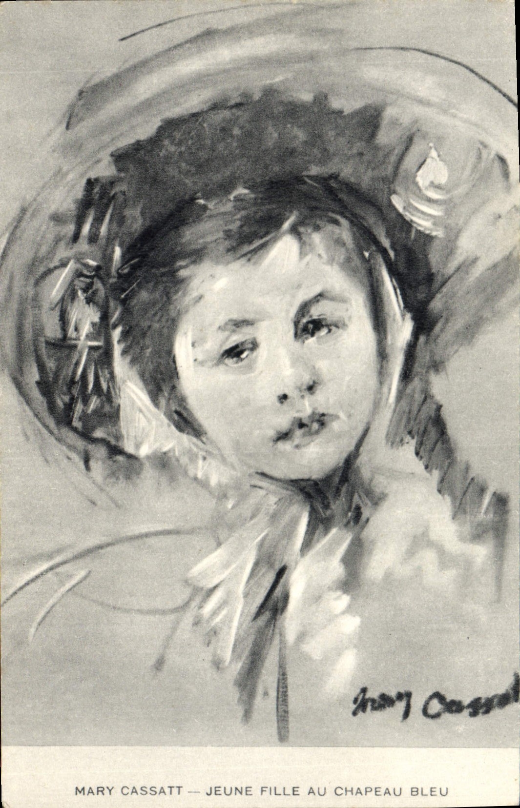 CPA Mary Cassatt Jeune Fille Au Chapeau Bleu 