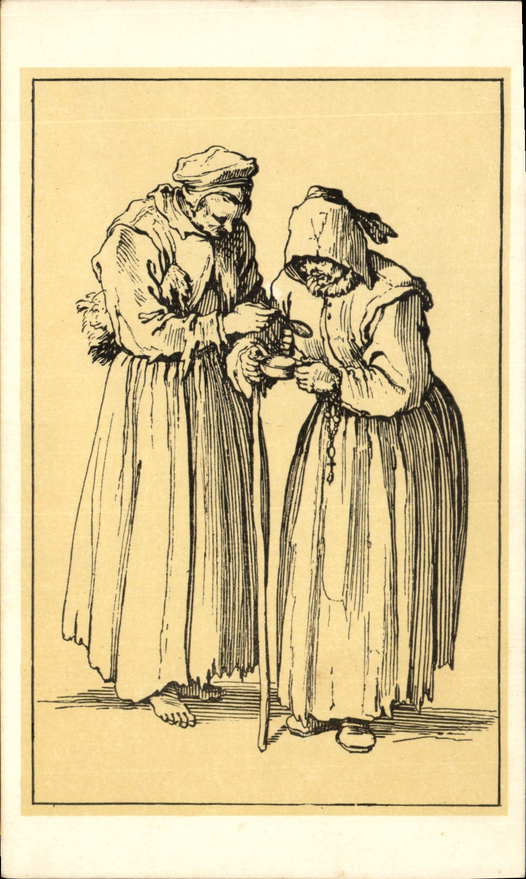 CPA Jacques Callot Les gueux lex deux mendiantes debout 