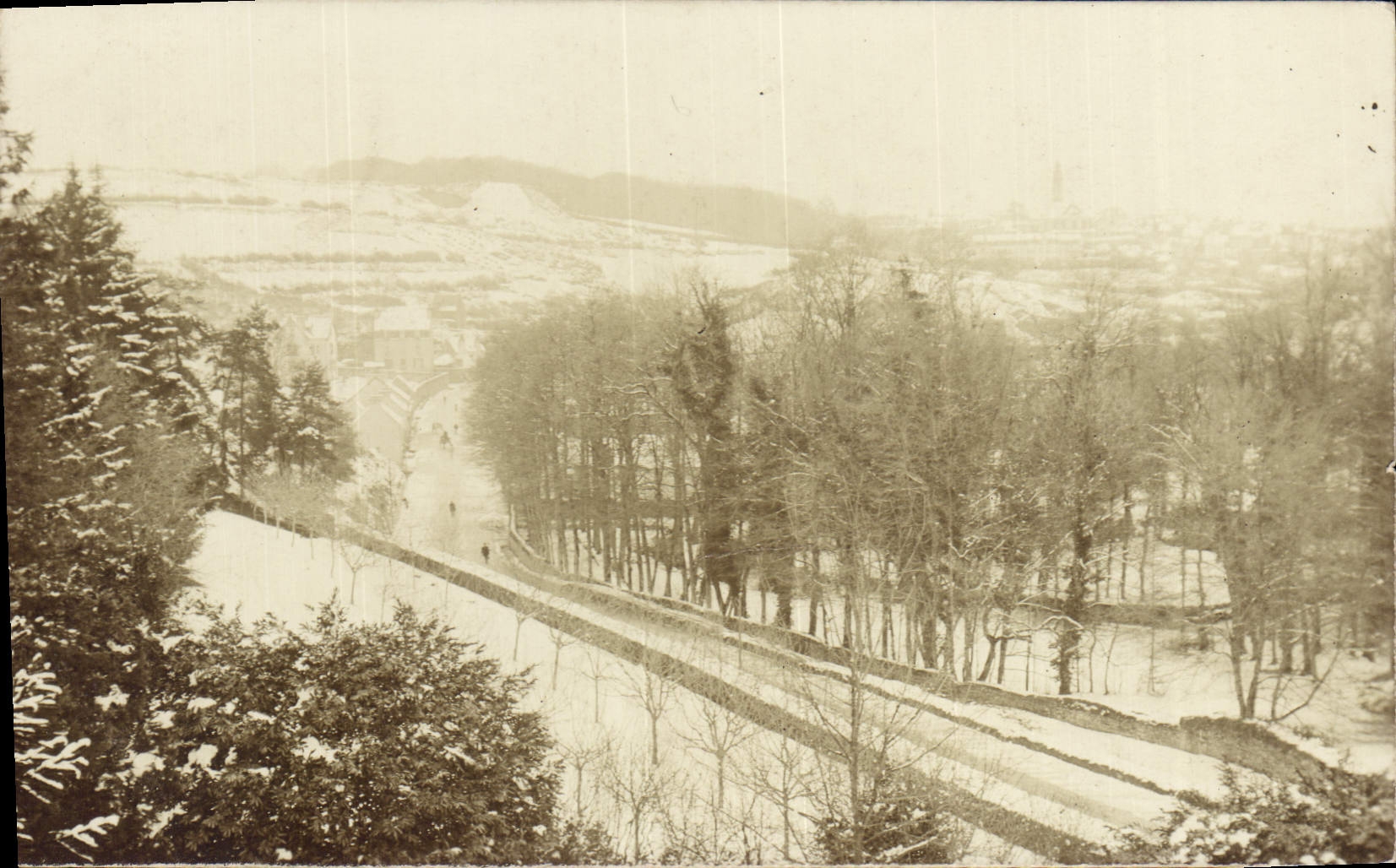 CARTE PHOTO Route sous la neige