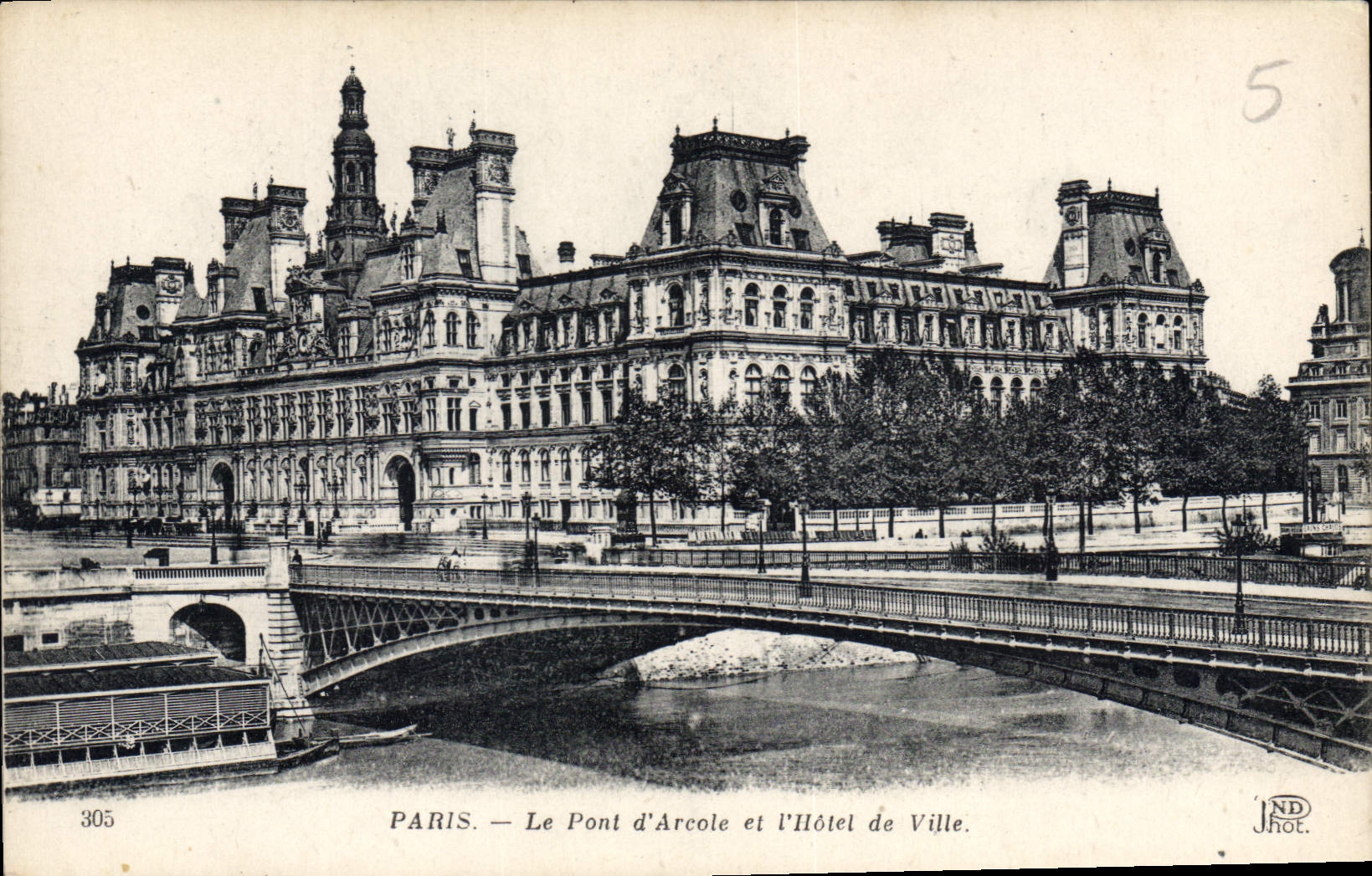 CPA Paris Le Pont d'Arcole et l'Hotel de Ville 