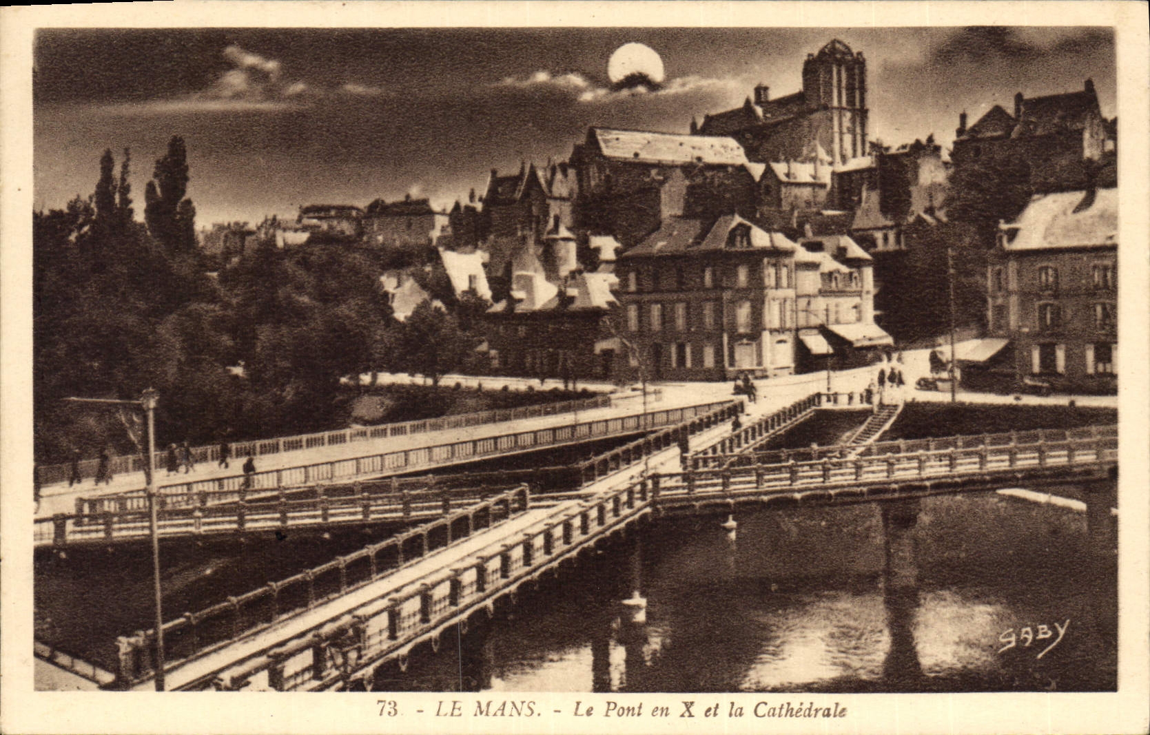 CPA Le Mans Le Pont en X et la Cathedrale