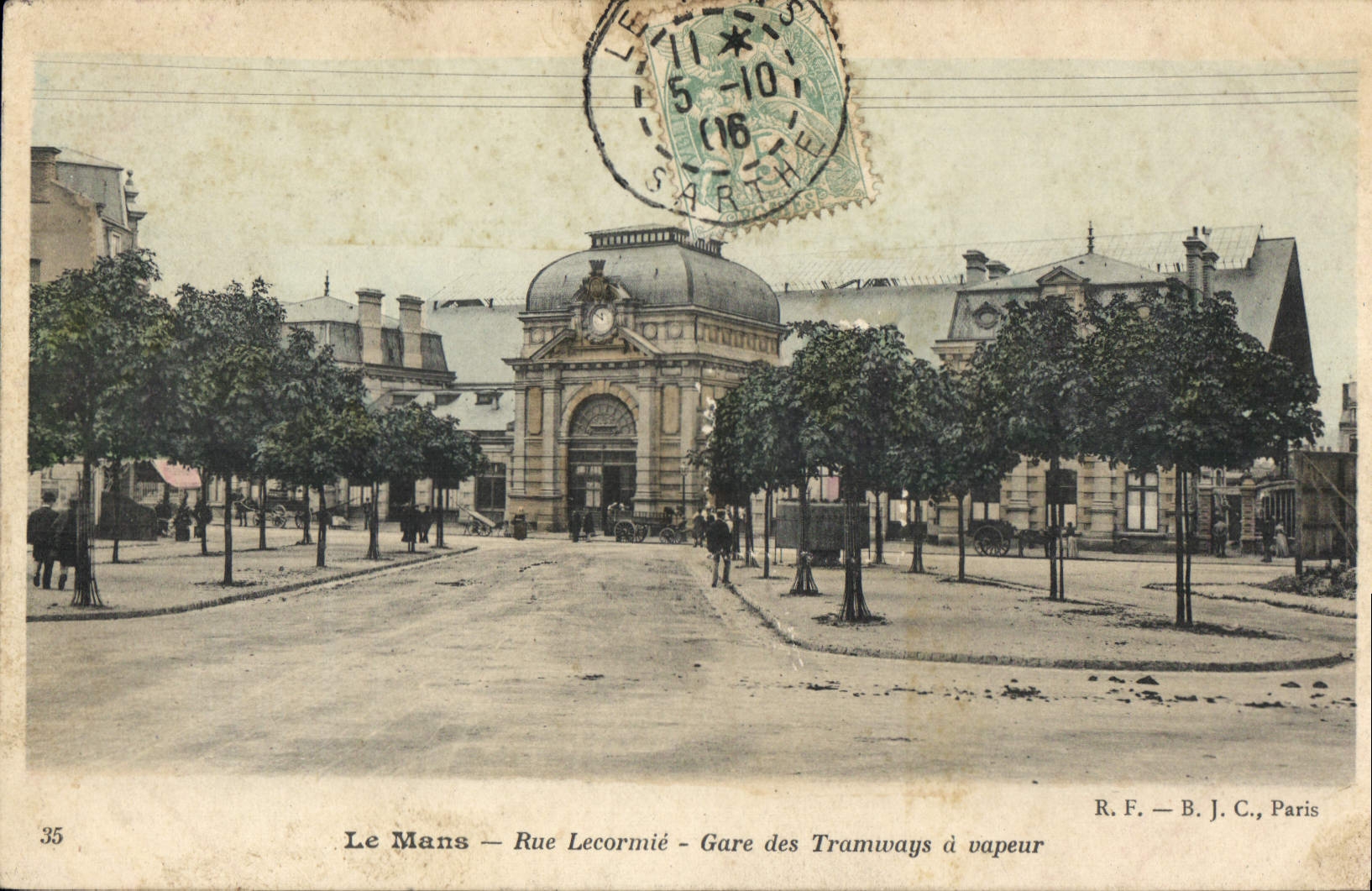CPA Le Mans Rue Lecormie Gare des Tramways a vapeur