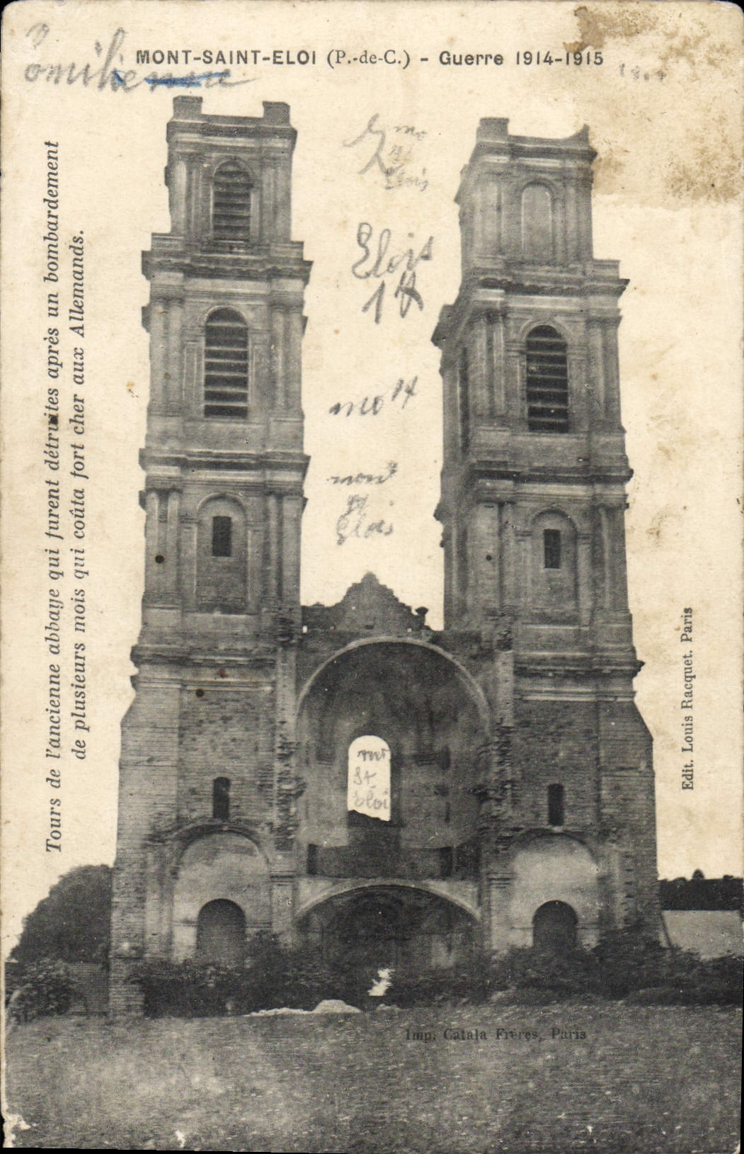 CPA Mont Saint Eloi (P de C) Guerre