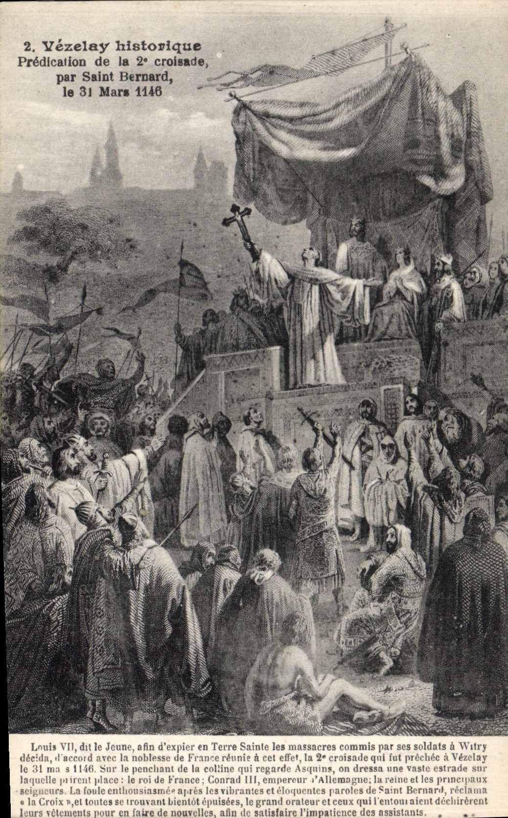 CPA Vezelay historique Predication de la 2e croisade par Saint Bernard le 31 Mars 1146