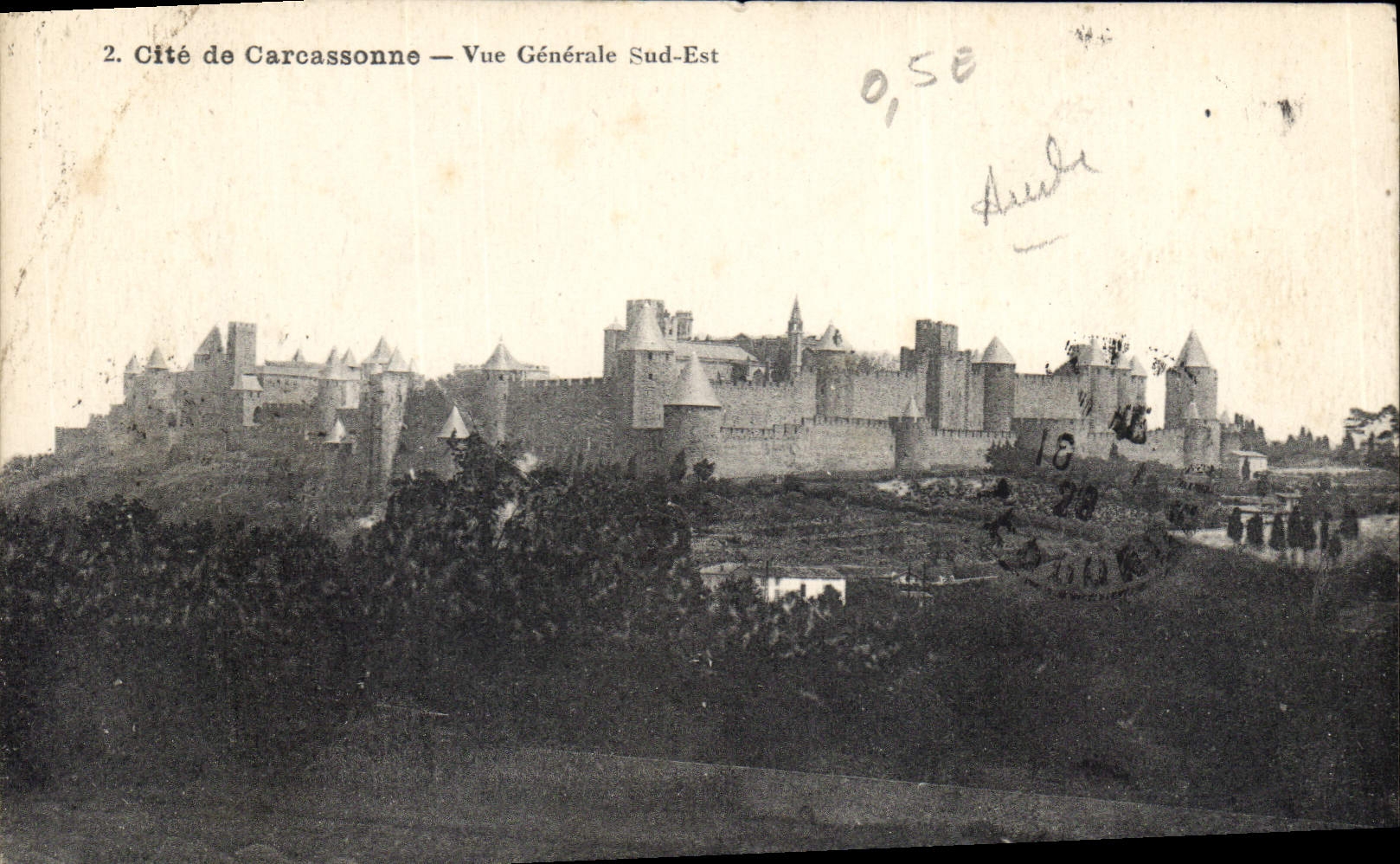 CPA Cite de carcassone Vue Generale Sud Est