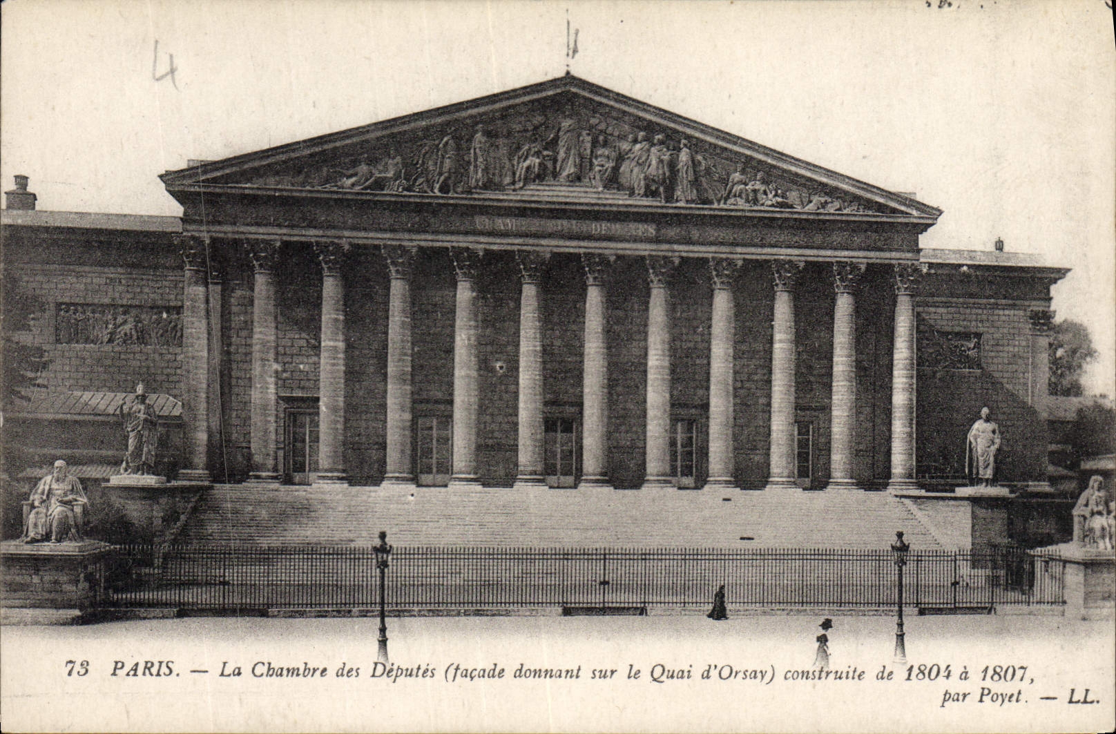CPA Paris le Chambre des Deputes (Facade donnant sur le Quai d'Orsay) construite de 1804 a 1807 par