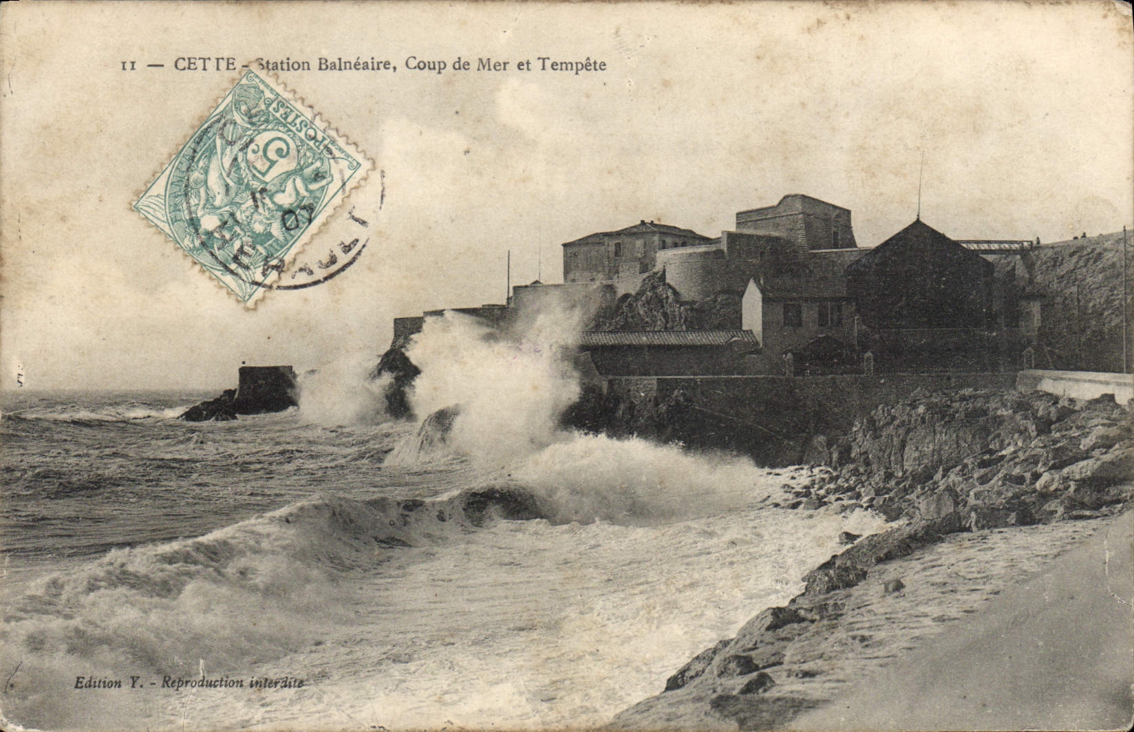 CPA Cette Station Balneaire Coup de Mer et Tempete