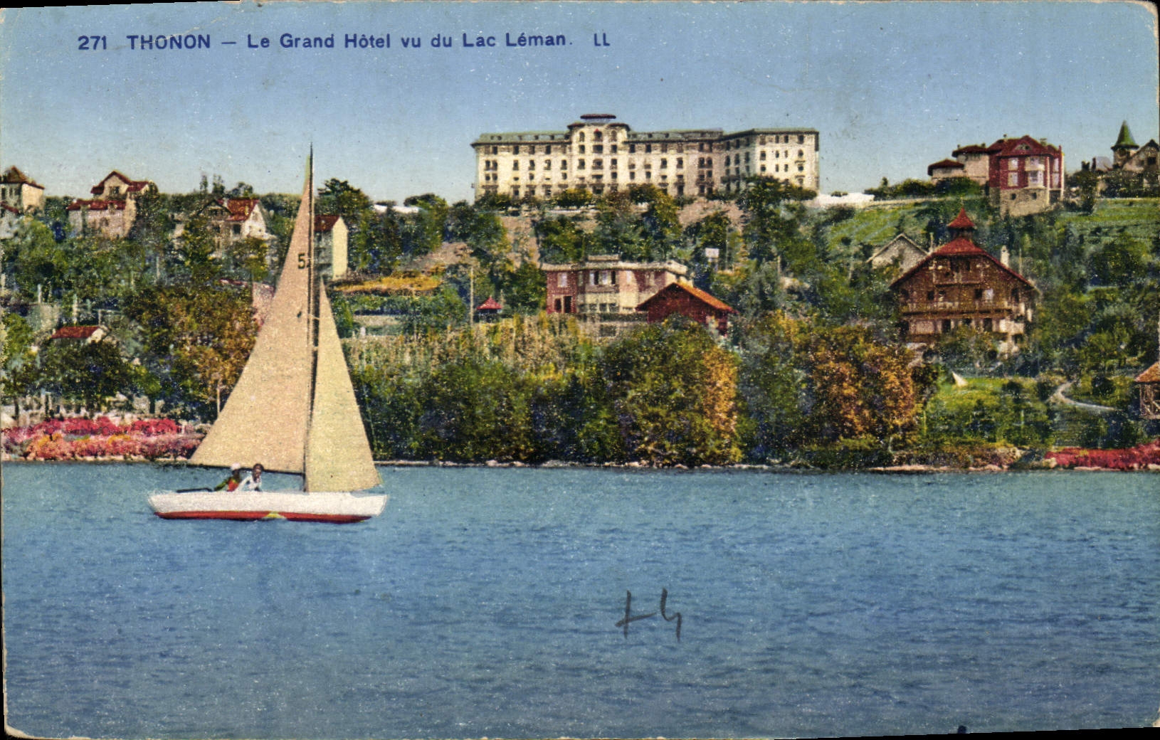 CPA Thonon Le Grand Hotel vu du Lac Leman