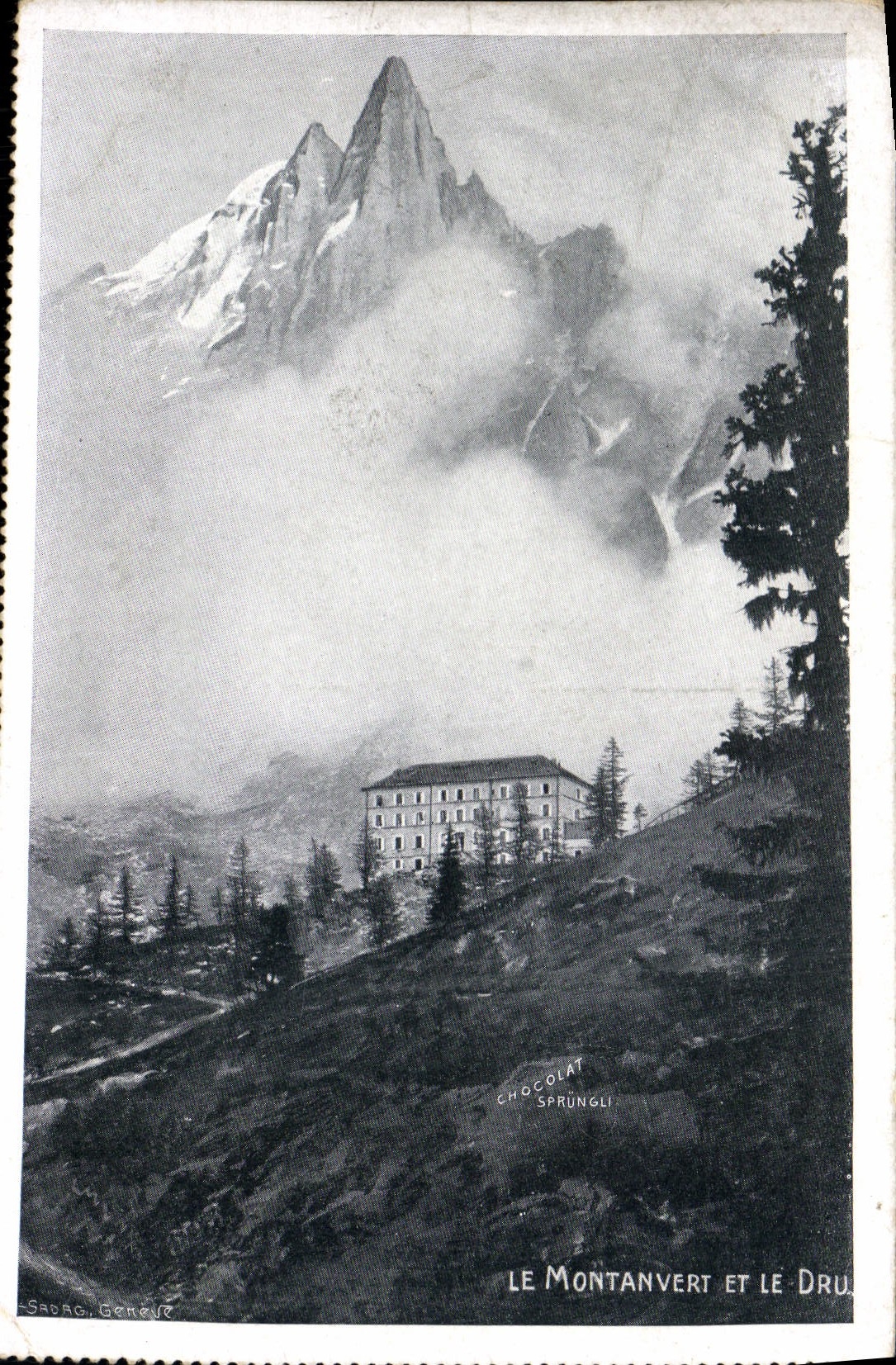 CPA Le Montanvert et le Dru Hotel de l'Univers et de Geneve Chanonix