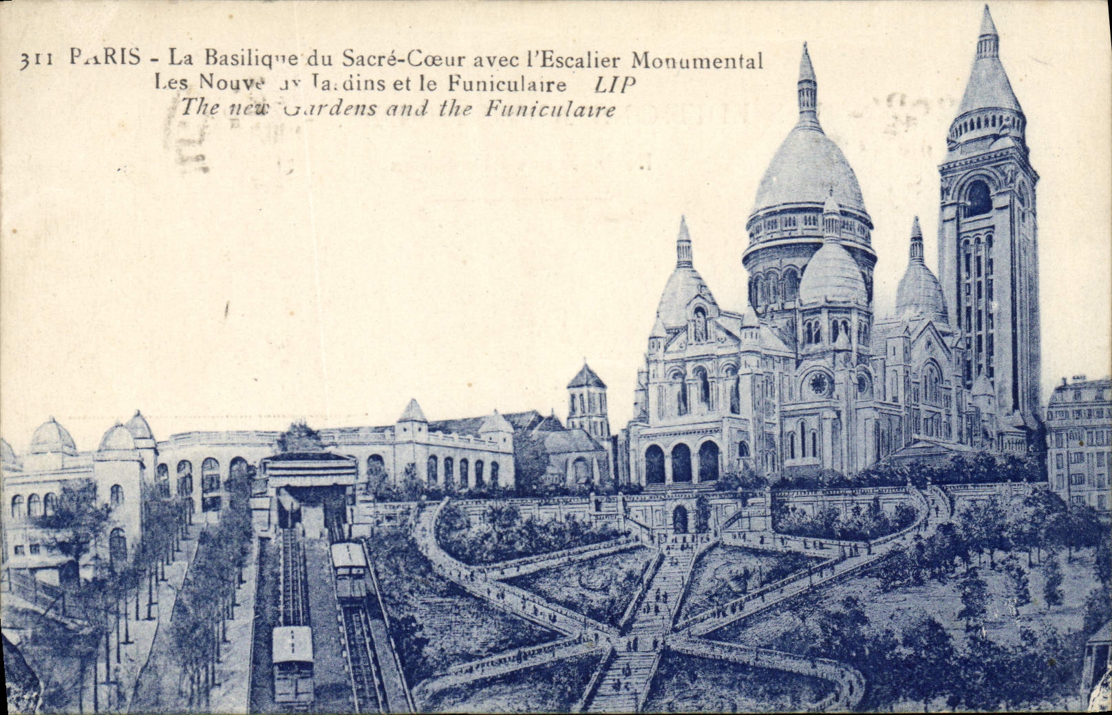 CPA Paris La Basilique du Sacre Coeur avec l'Escalier Monumental
