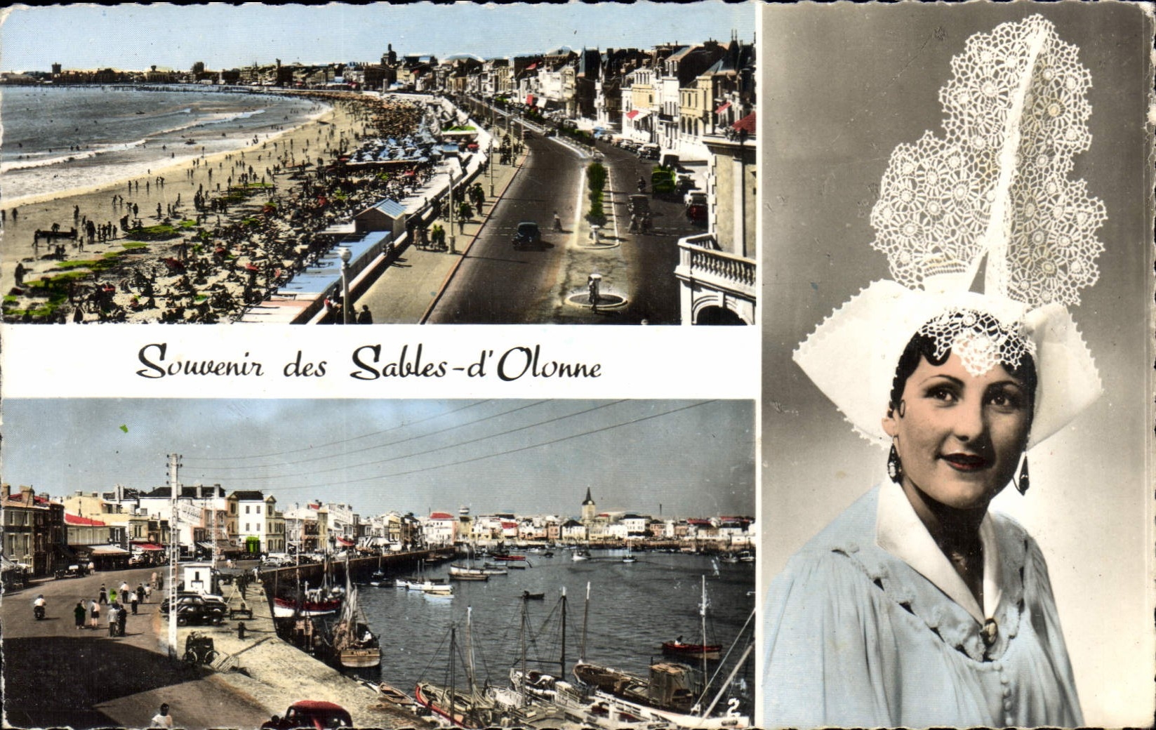 CPA Souvenir des Sables d'Olonne Sa Plage Son Port Sablaise