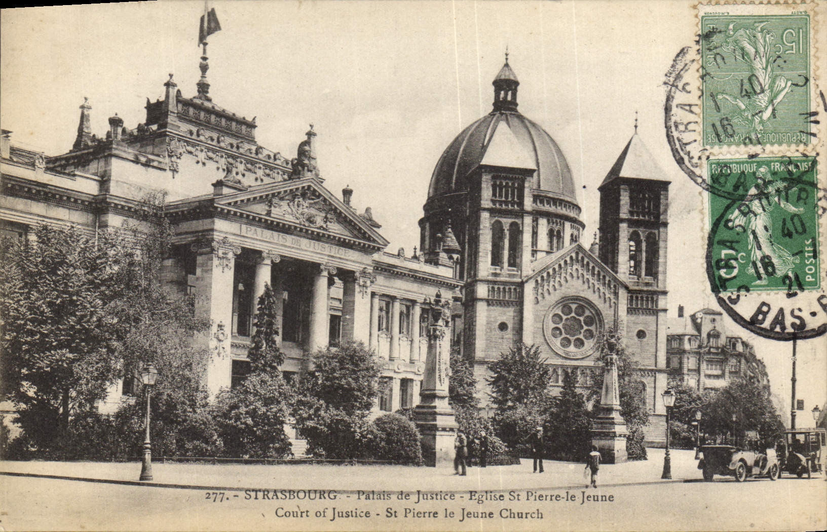 CPA Strasbourg Palais de Justice Eglise St Pierre le Jeune