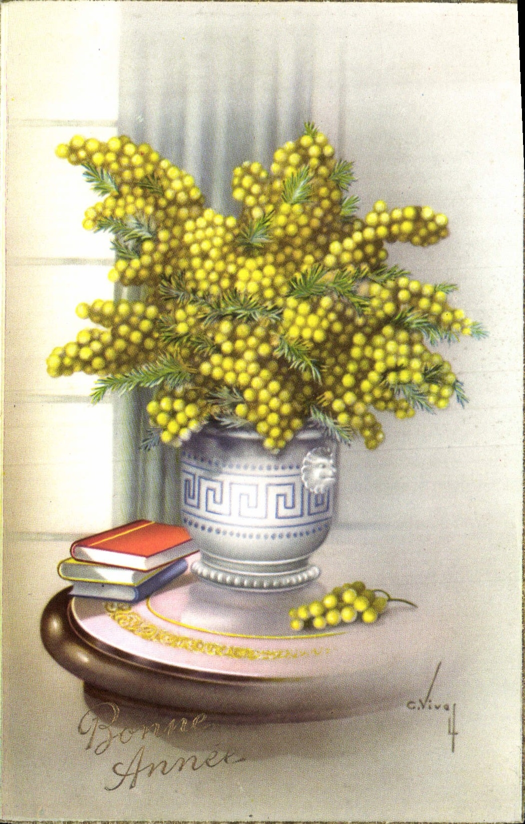 CPA Bonne Annee Fleurs