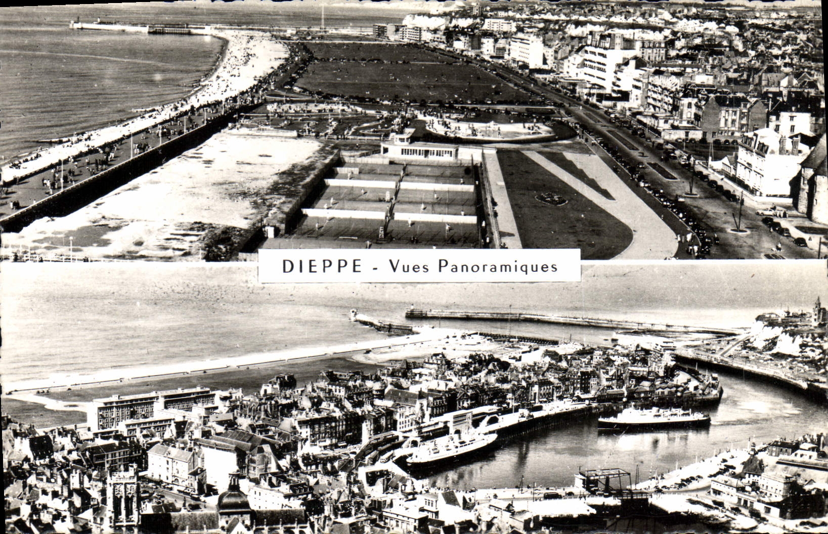 CPA Dieppe Vues Panoramiques L'Esplanade Vue generale Le Port Bateau Tennis