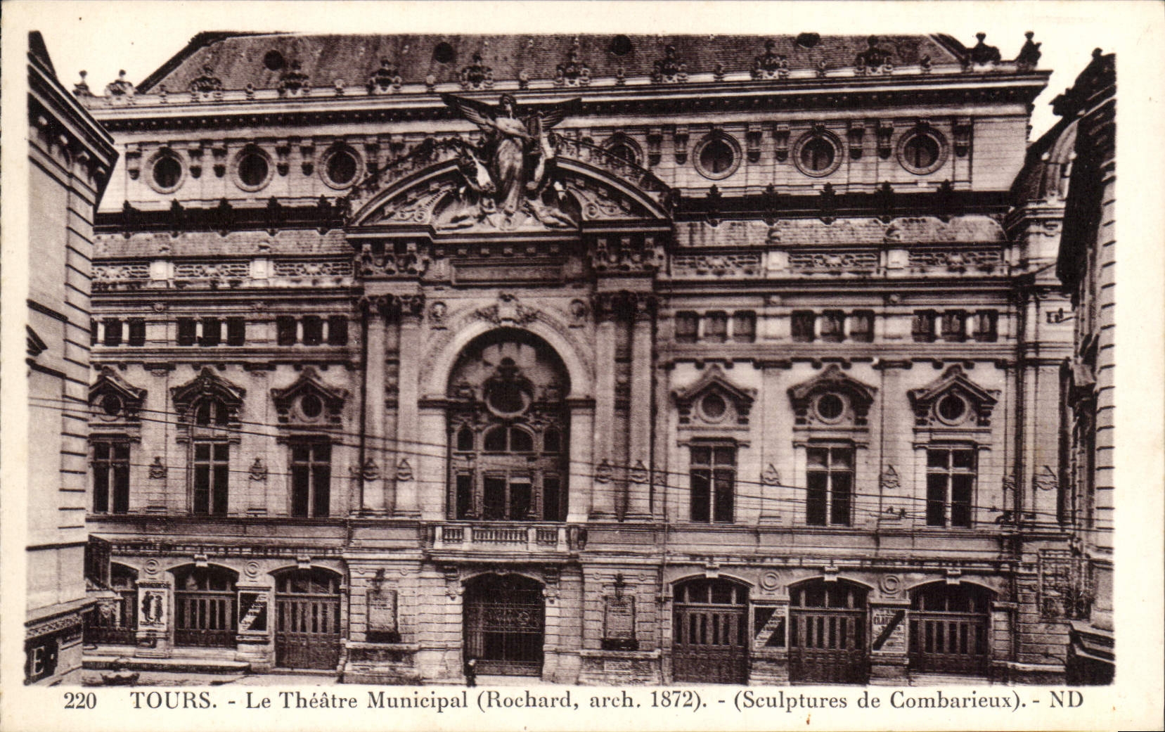 CPA Tours Le Theatre Municipal Rochard arch 1872 Sculptures de Combarieux 
